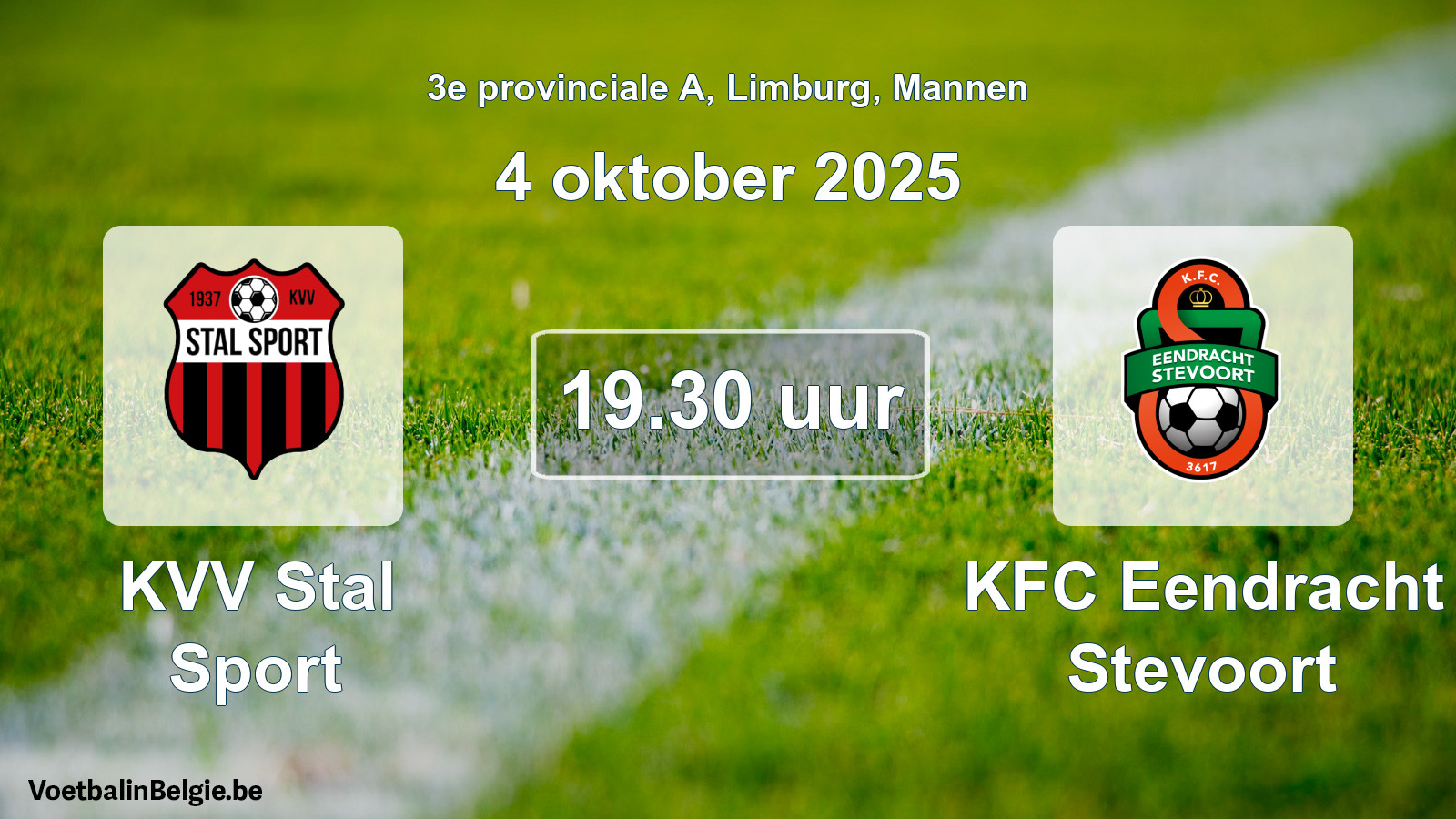 Scheduled match men football: KVV Stal Sport - KFC Eendracht Stevoort (4 October 2025)