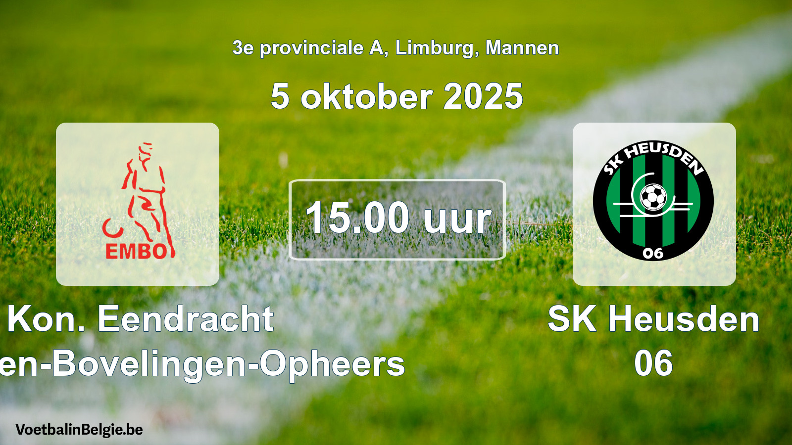 Scheduled match men football: Kon. Eendracht Mechelen-Bovelingen-Opheers - SK Heusden 06 (5 October 2025)
