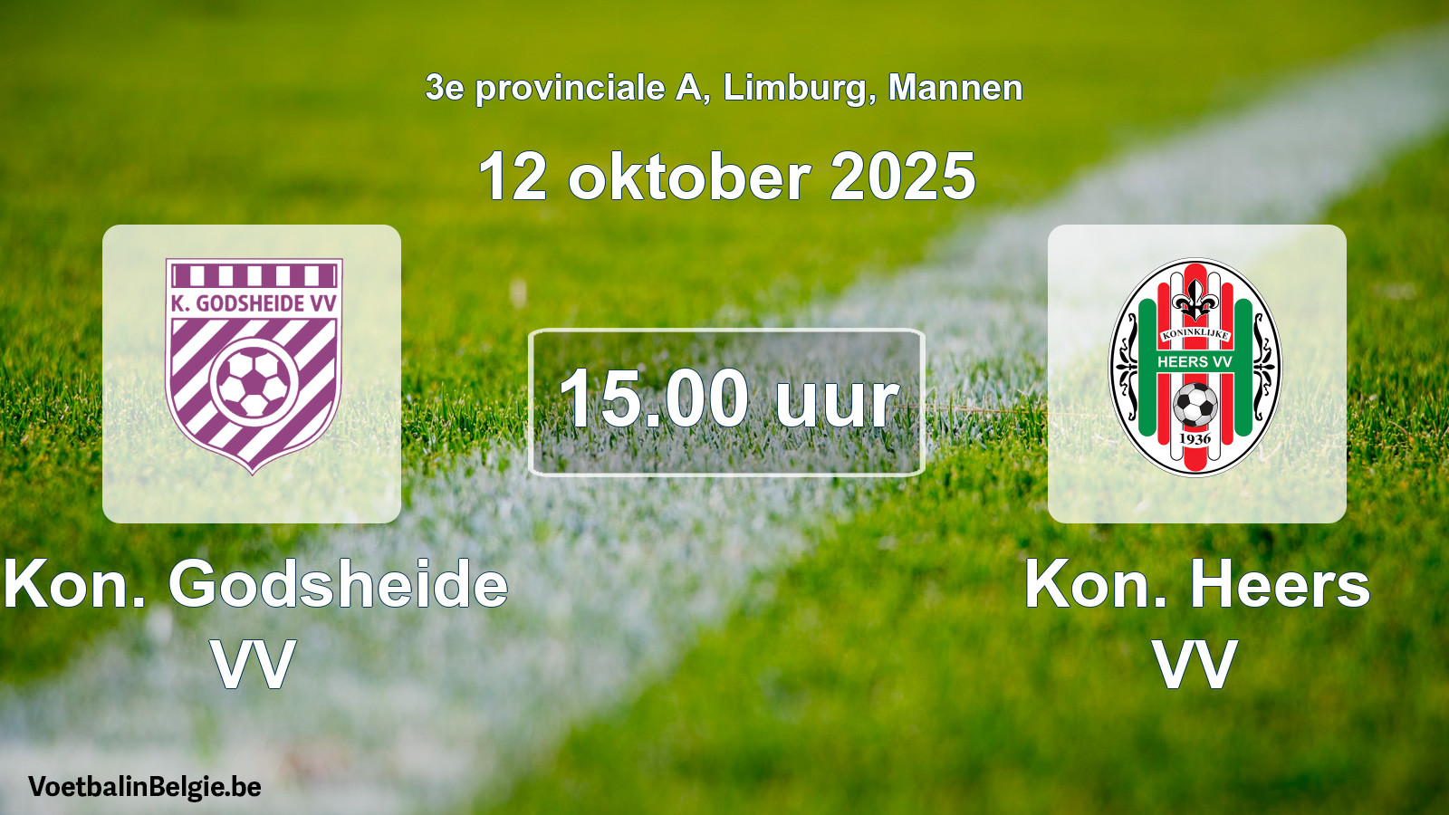 Scheduled match men football: Kon. Godsheide VV - Kon. Heers VV (12 October 2025)