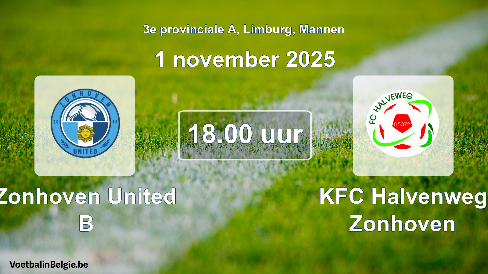 Geplande wedstrijd mannenvoetbal: Zonhoven United B - KFC Halvenweg Zonhoven (1 november 2025)