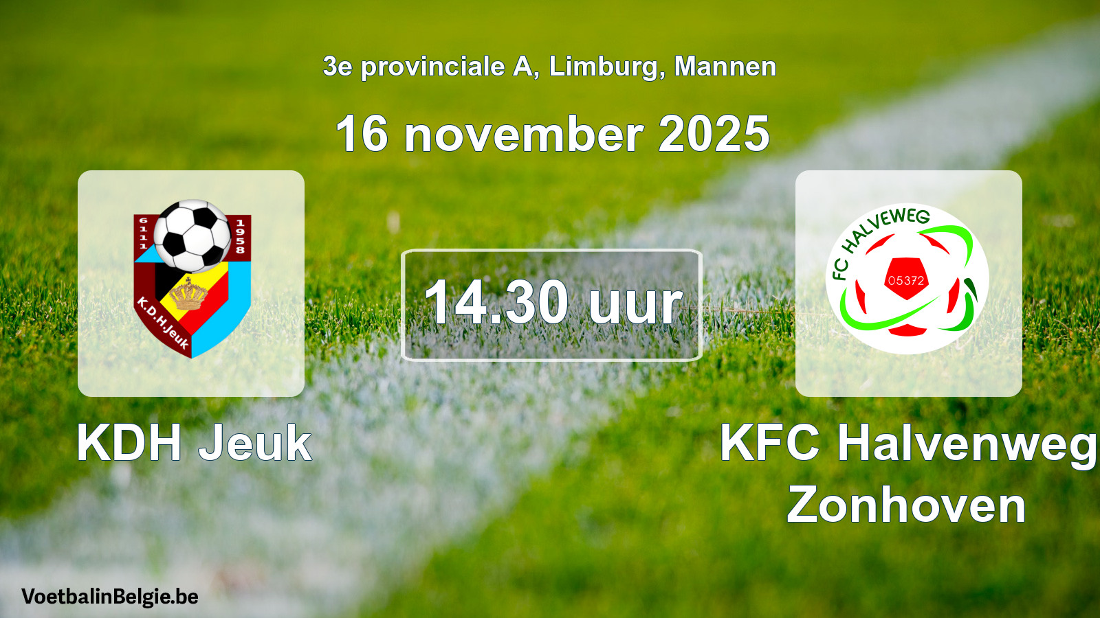Scheduled match men football: KDH Jeuk - KFC Halvenweg Zonhoven (16 November 2025)