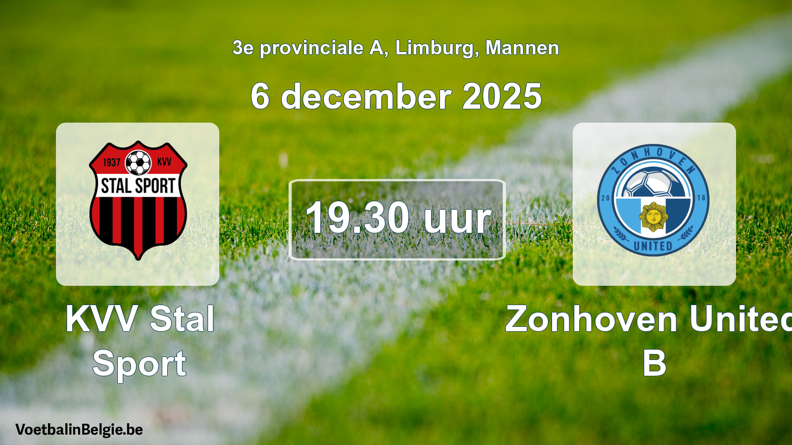 Scheduled match men football: KVV Stal Sport - Zonhoven United B (6 December 2025)