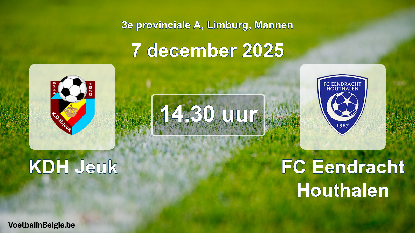 Scheduled match men football: KDH Jeuk - FC Eendracht Houthalen (7 December 2025)