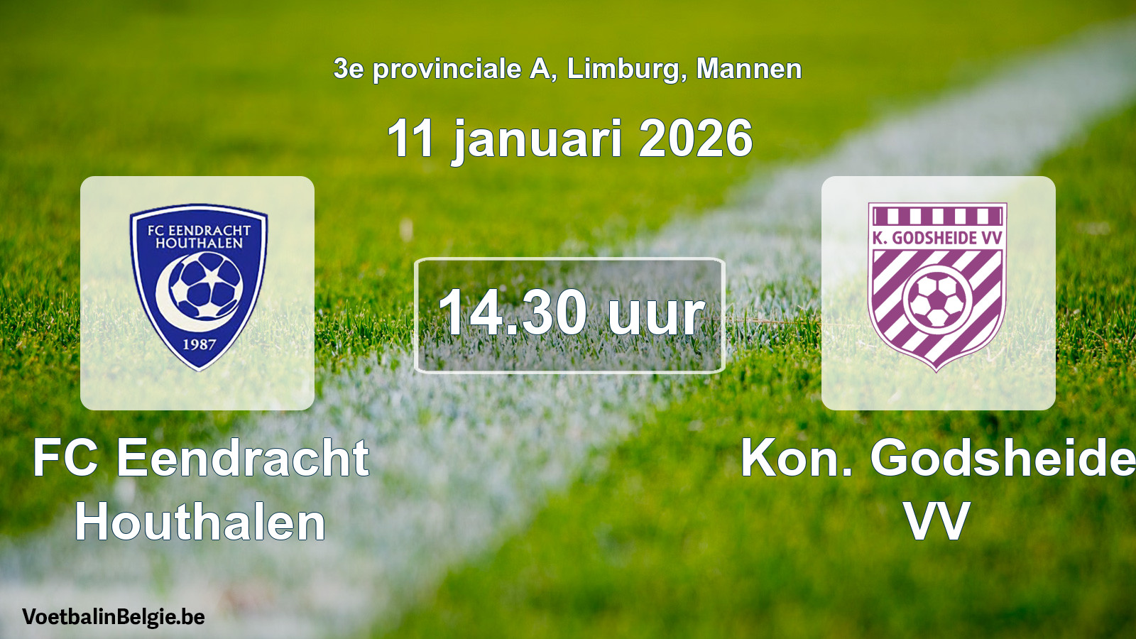 Geplande wedstrijd mannenvoetbal: FC Eendracht Houthalen - Kon. Godsheide VV (11 januari 2026)
