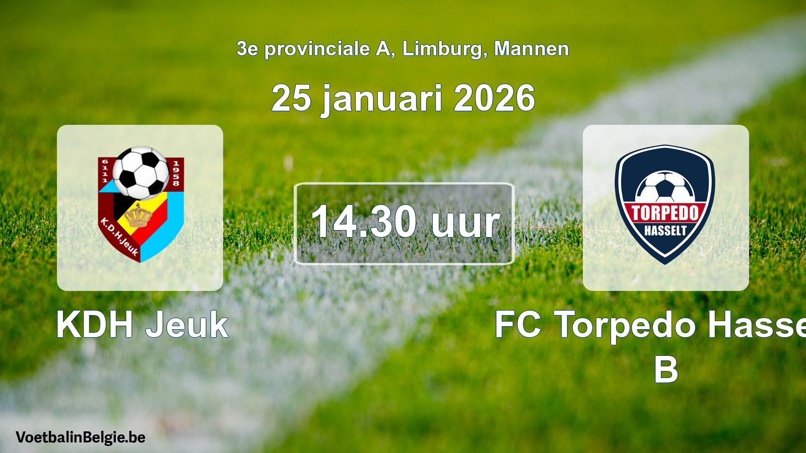 Scheduled match men football: KDH Jeuk - FC Torpedo Hasselt B (25 January 2026)