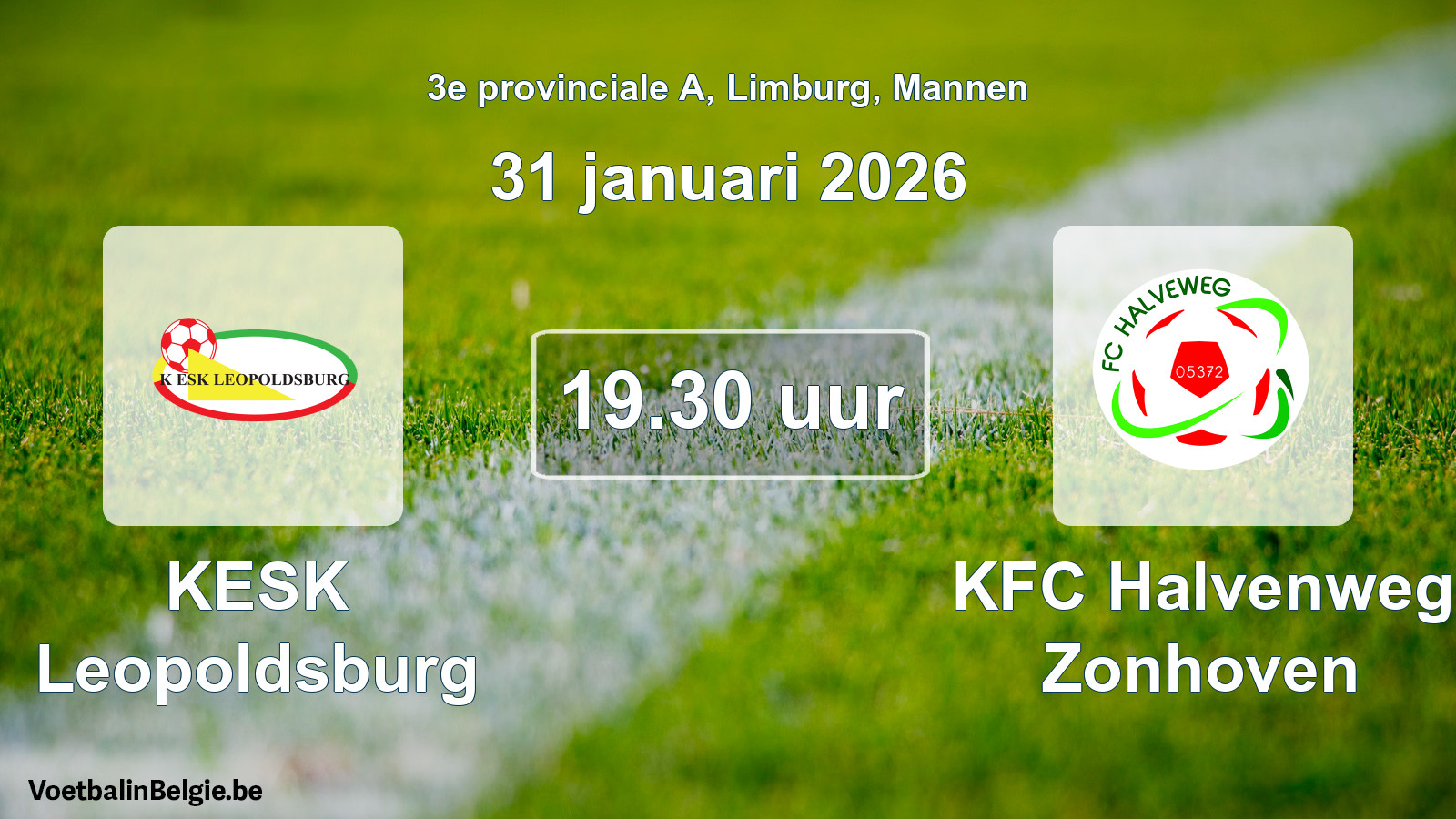 Scheduled match men football: KESK Leopoldsburg - KFC Halvenweg Zonhoven (31 January 2026)