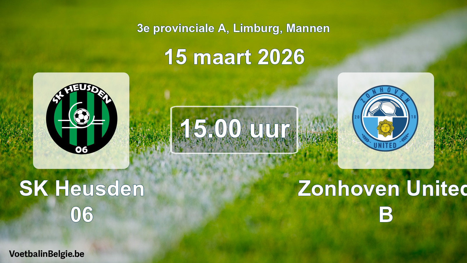Geplande wedstrijd mannenvoetbal: SK Heusden 06 - Zonhoven United B (15 maart 2026)