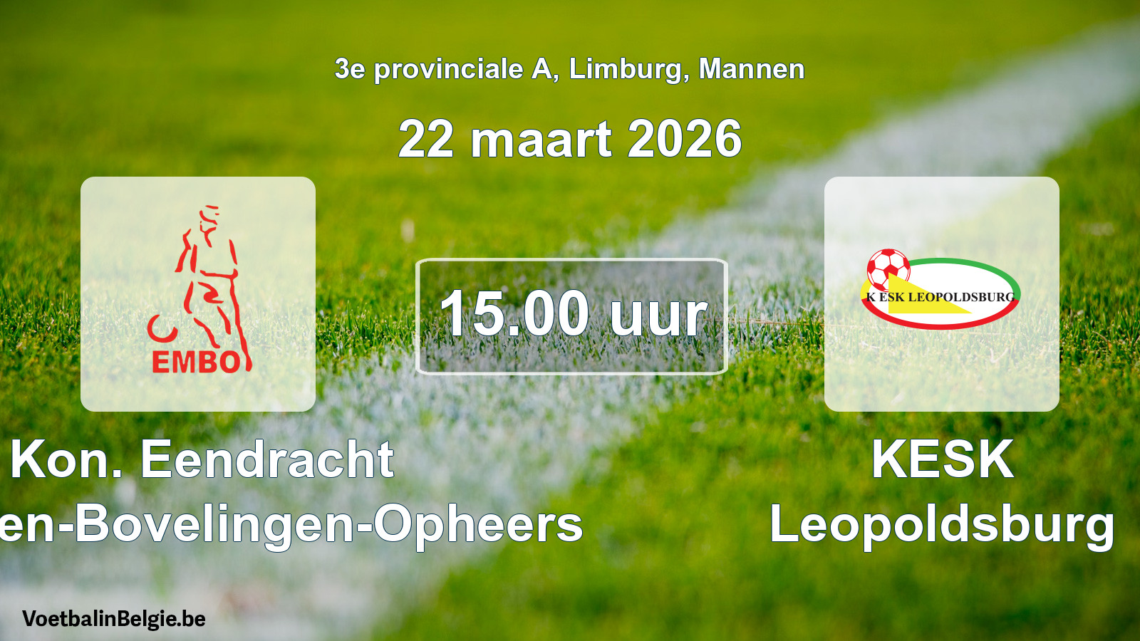 Scheduled match men football: Kon. Eendracht Mechelen-Bovelingen-Opheers - KESK Leopoldsburg (22 March 2026)