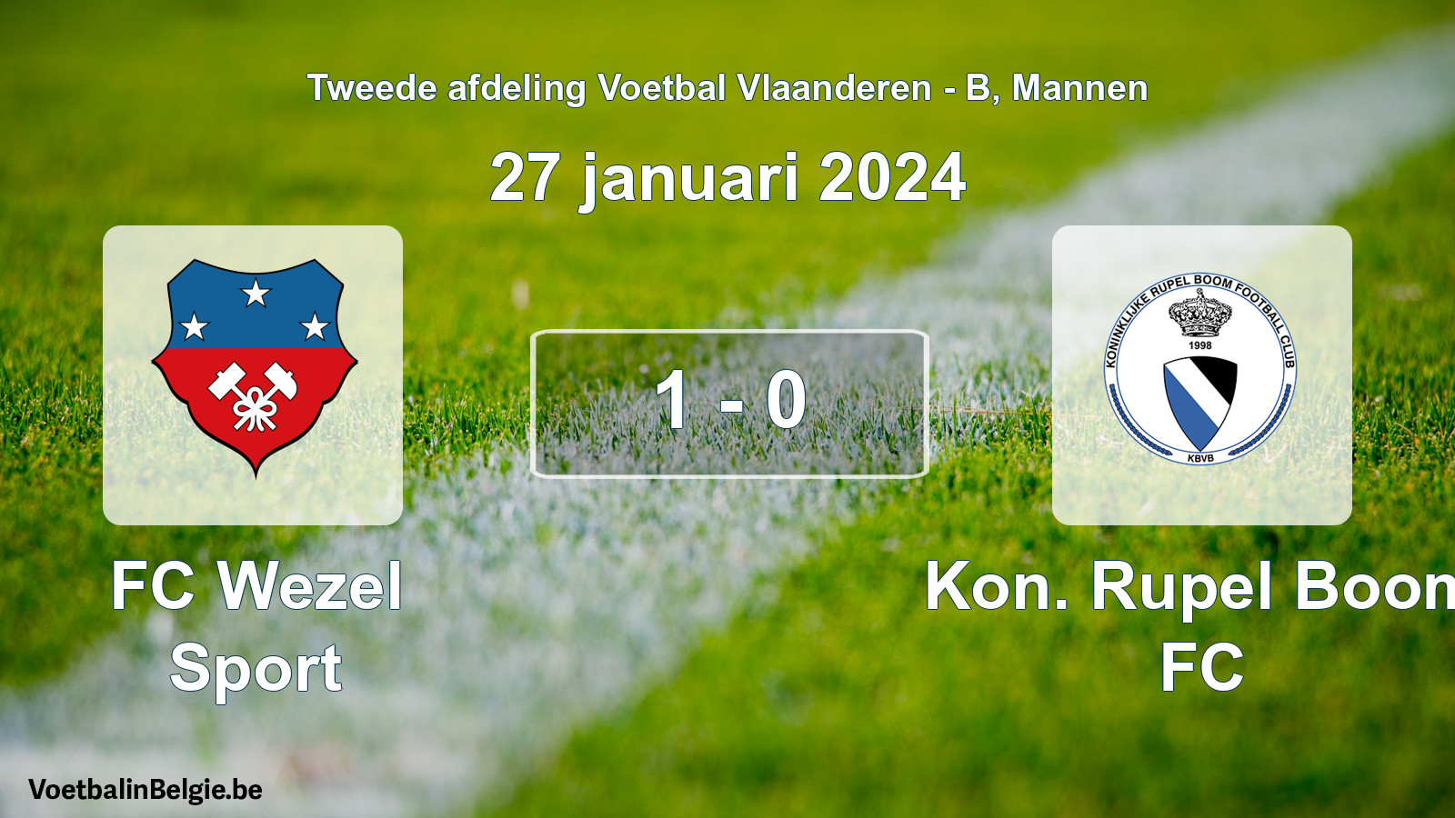 Gespeelde wedstrijd mannenvoetbal: FC Wezel Sport - Kon. Rupel Boom FC 1 - 0 (27 januari 2024)