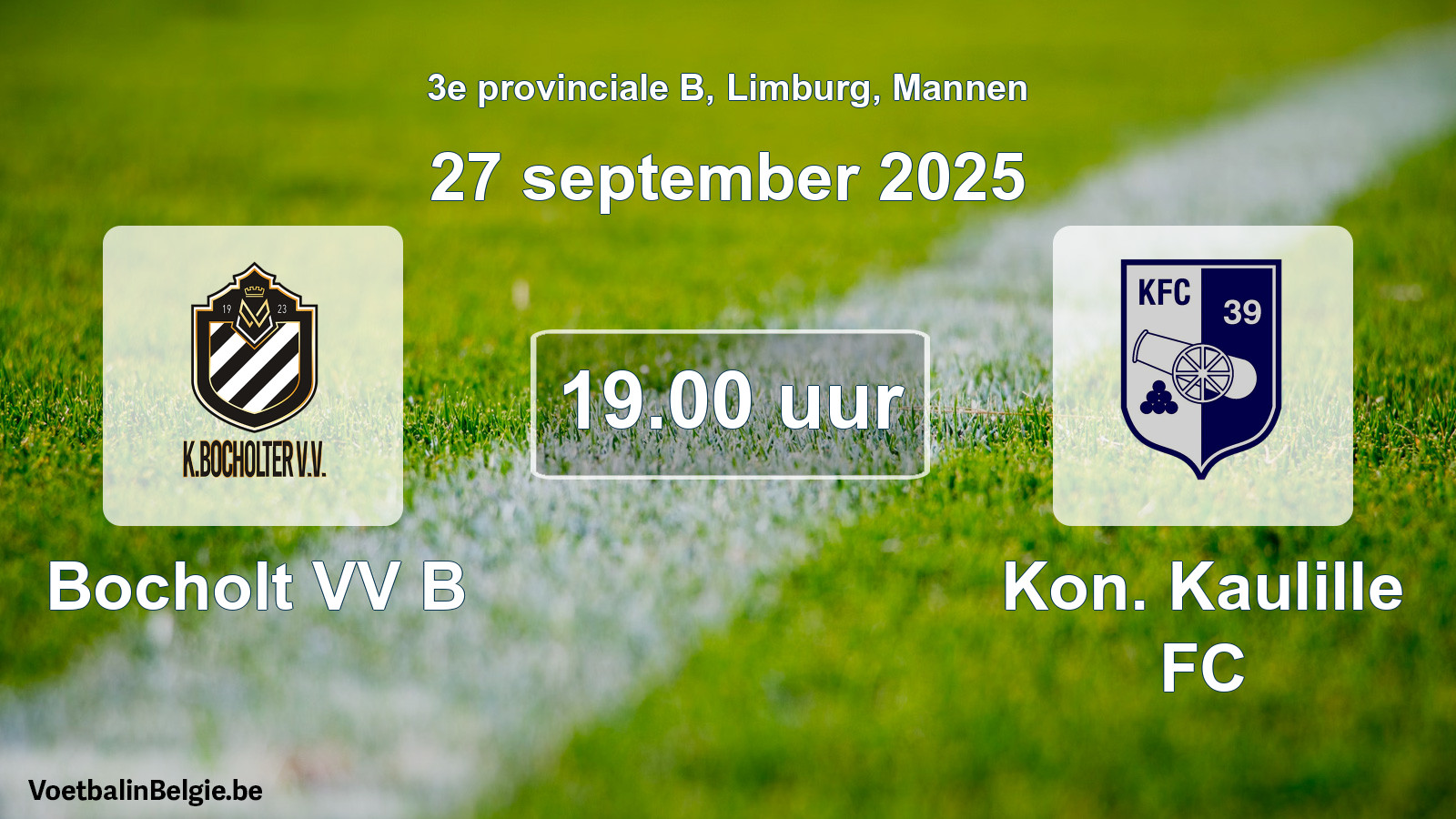 Scheduled match men football: Bocholt VV B - Kon. Kaulille FC (27 September 2025)