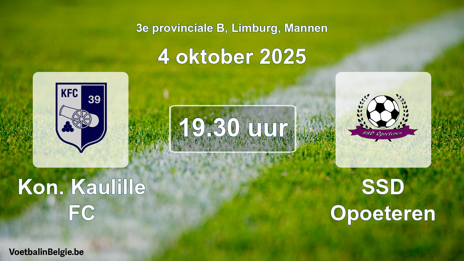 Geplande wedstrijd mannenvoetbal: Kon. Kaulille FC - SSD Opoeteren (4 oktober 2025)