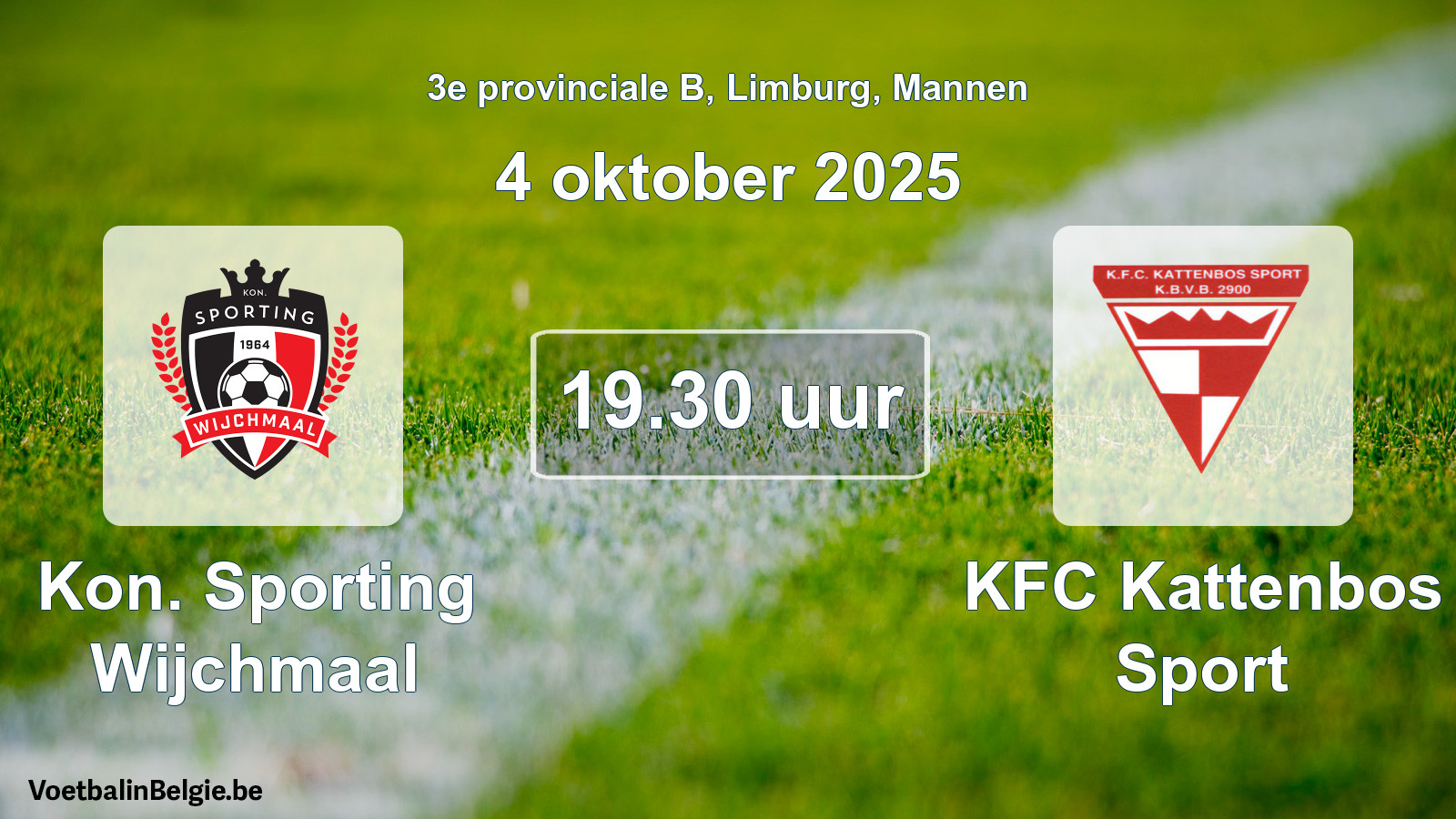 Scheduled match men football: Kon. Sporting Wijchmaal - KFC Kattenbos Sport (4 October 2025)