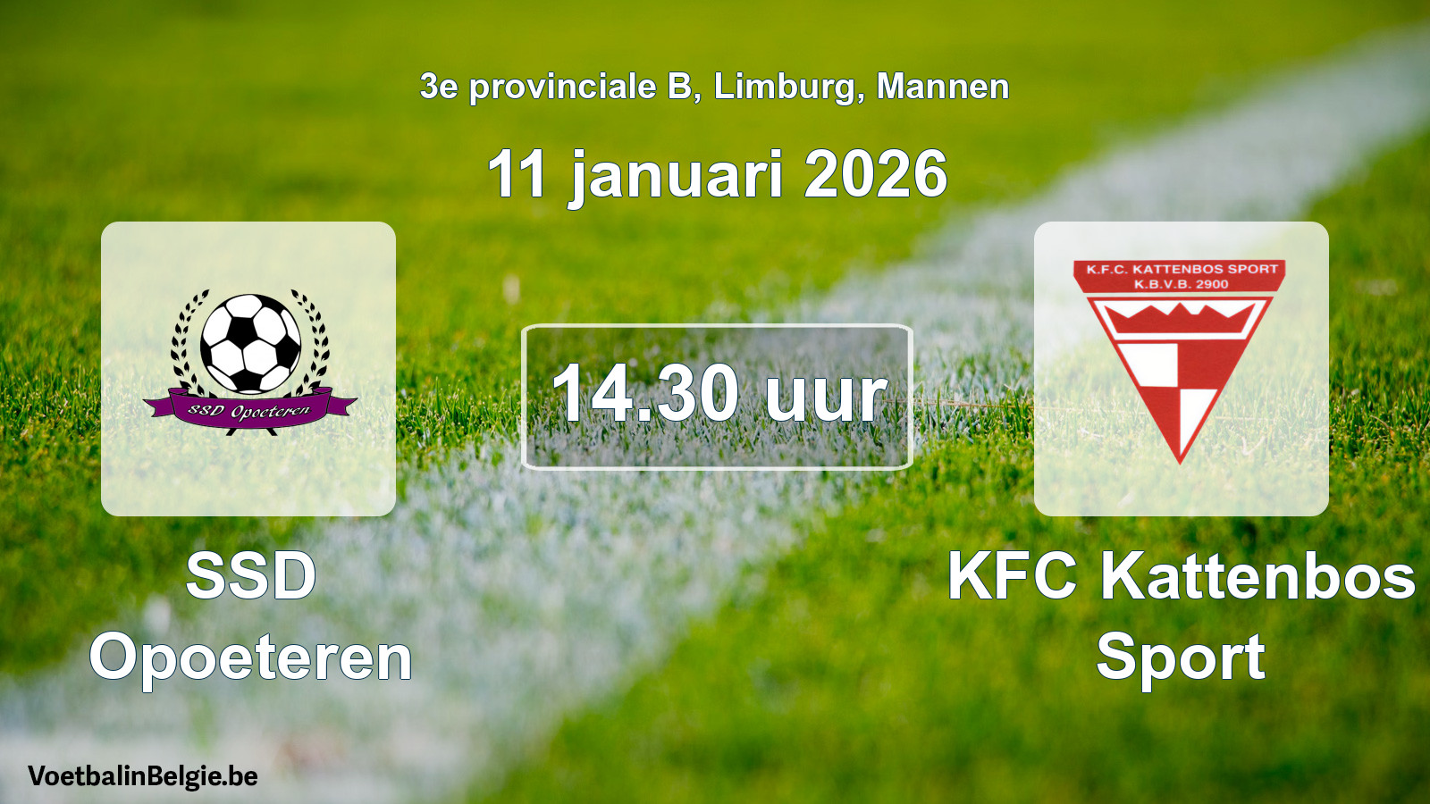 Scheduled match men football: SSD Opoeteren - KFC Kattenbos Sport (11 January 2026)