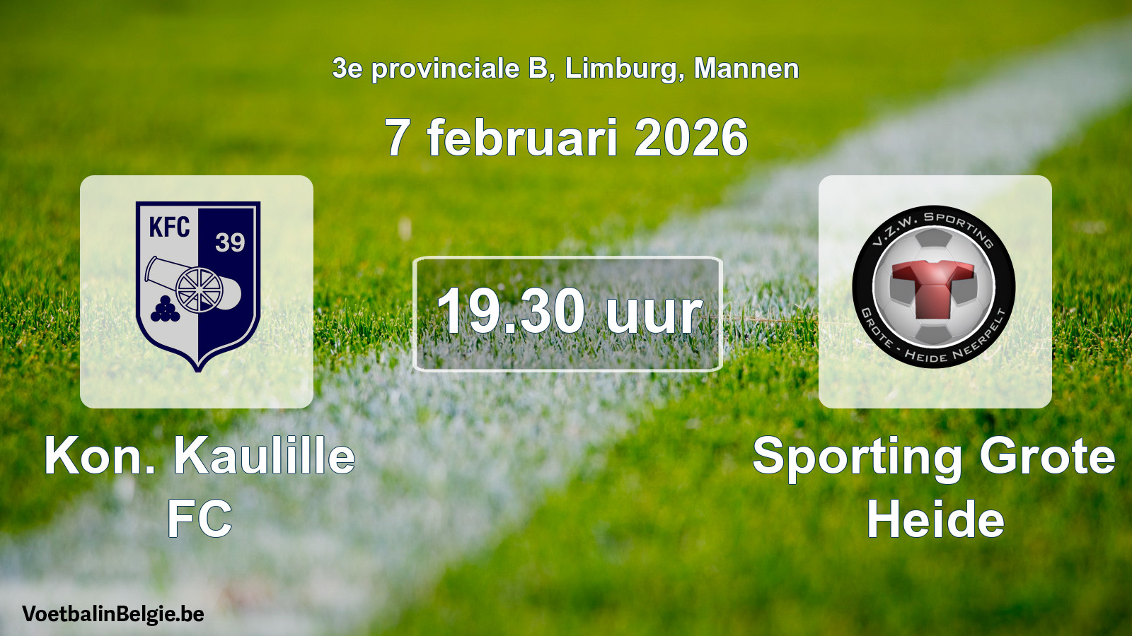 Geplande wedstrijd mannenvoetbal: Kon. Kaulille FC - Sporting Grote Heide (7 februari 2026)