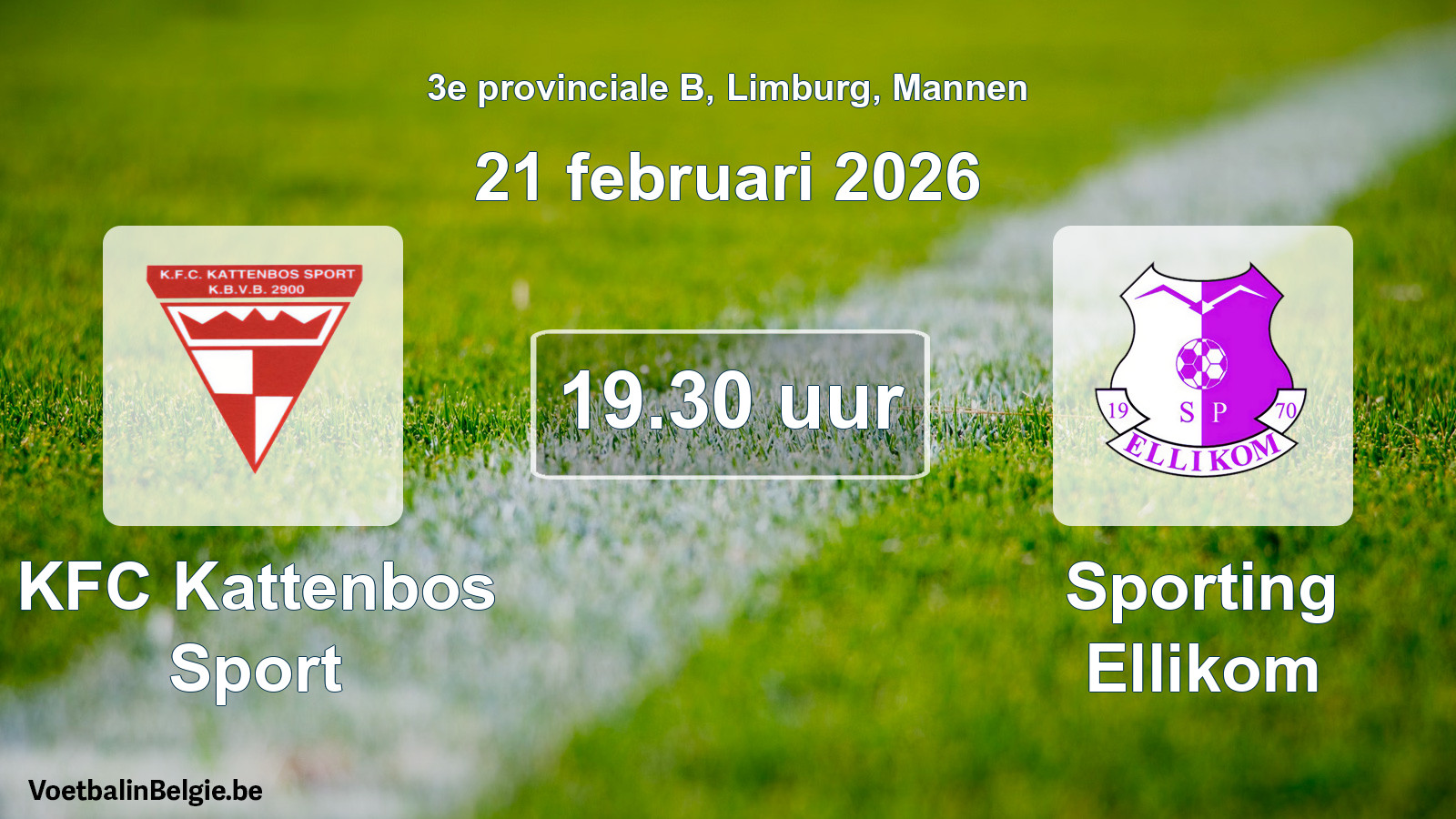 Scheduled match men football: KFC Kattenbos Sport - Sporting Ellikom (21 February 2026)