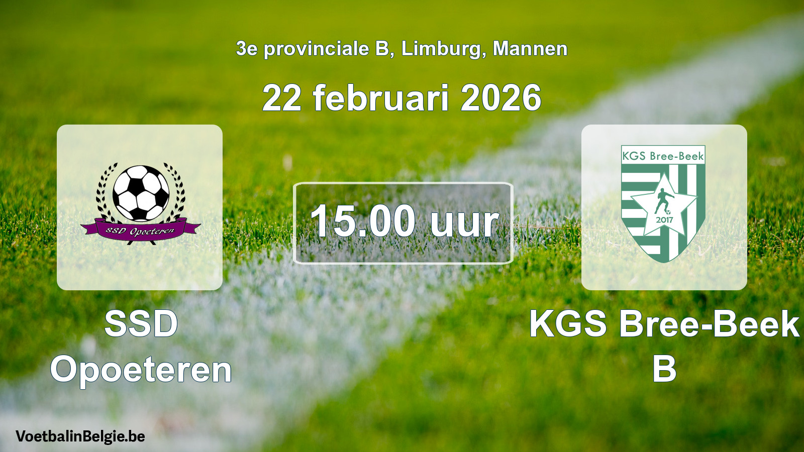 Scheduled match men football: SSD Opoeteren - KGS Bree-Beek B (22 February 2026)