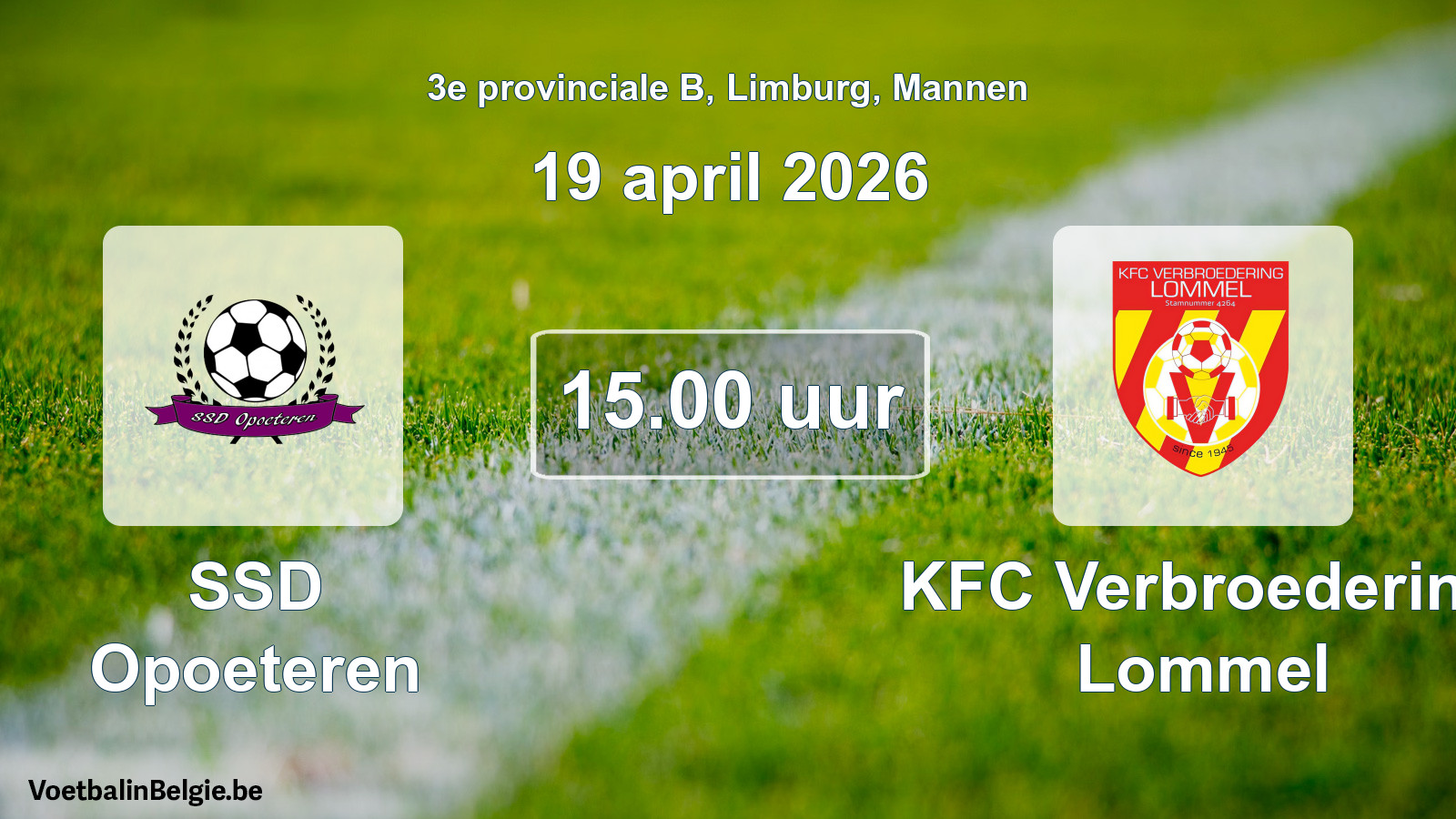 Scheduled match men football: SSD Opoeteren - KFC Verbroedering Lommel (19 April 2026)