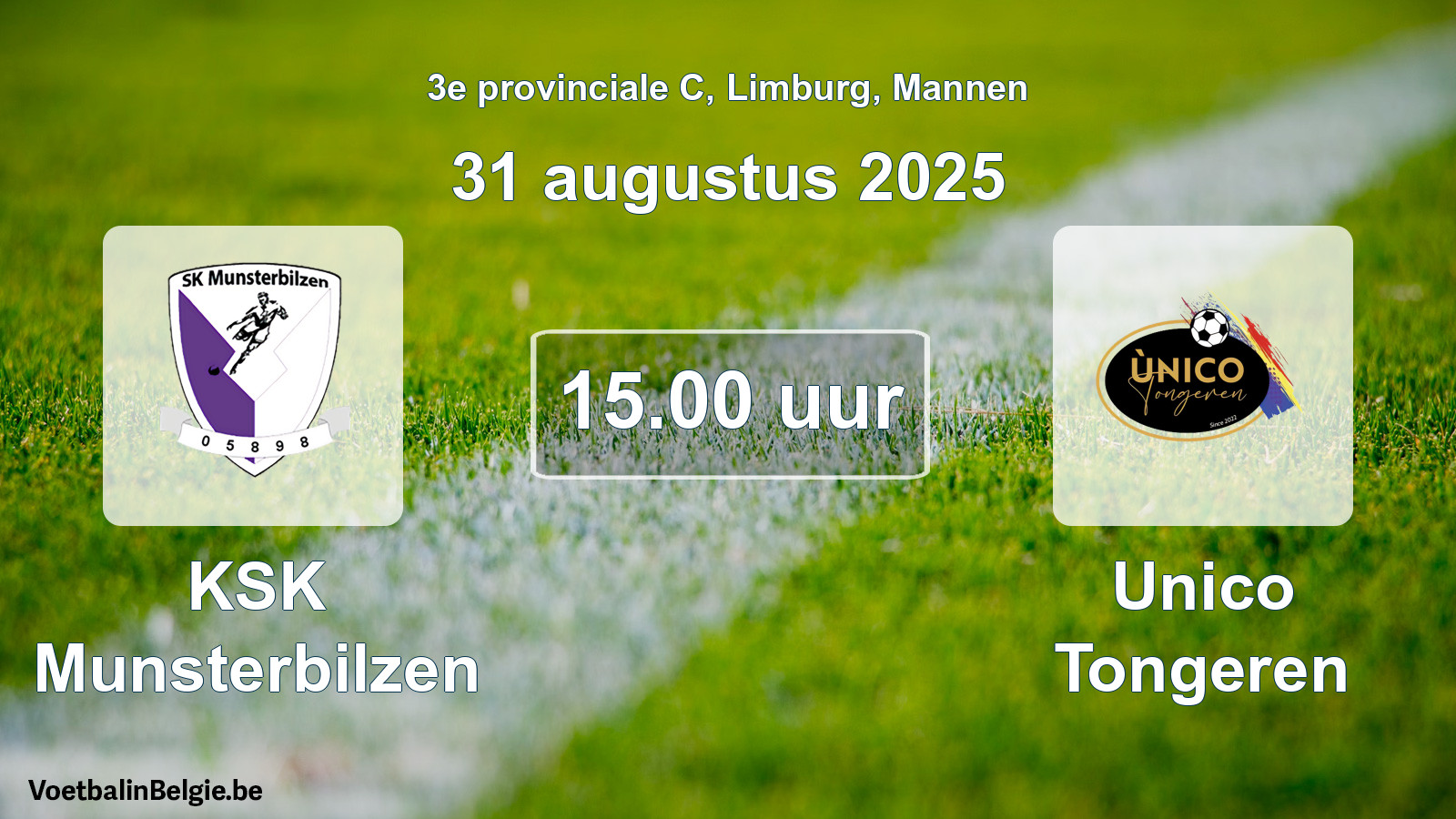 Scheduled match men football: KSK Munsterbilzen - Unico Tongeren (31 August 2025)