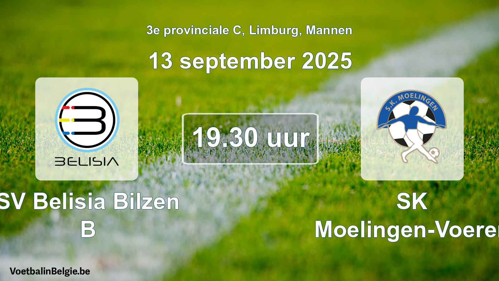 Scheduled match men football: SV Belisia Bilzen B - SK Moelingen-Voeren (13 September 2025)