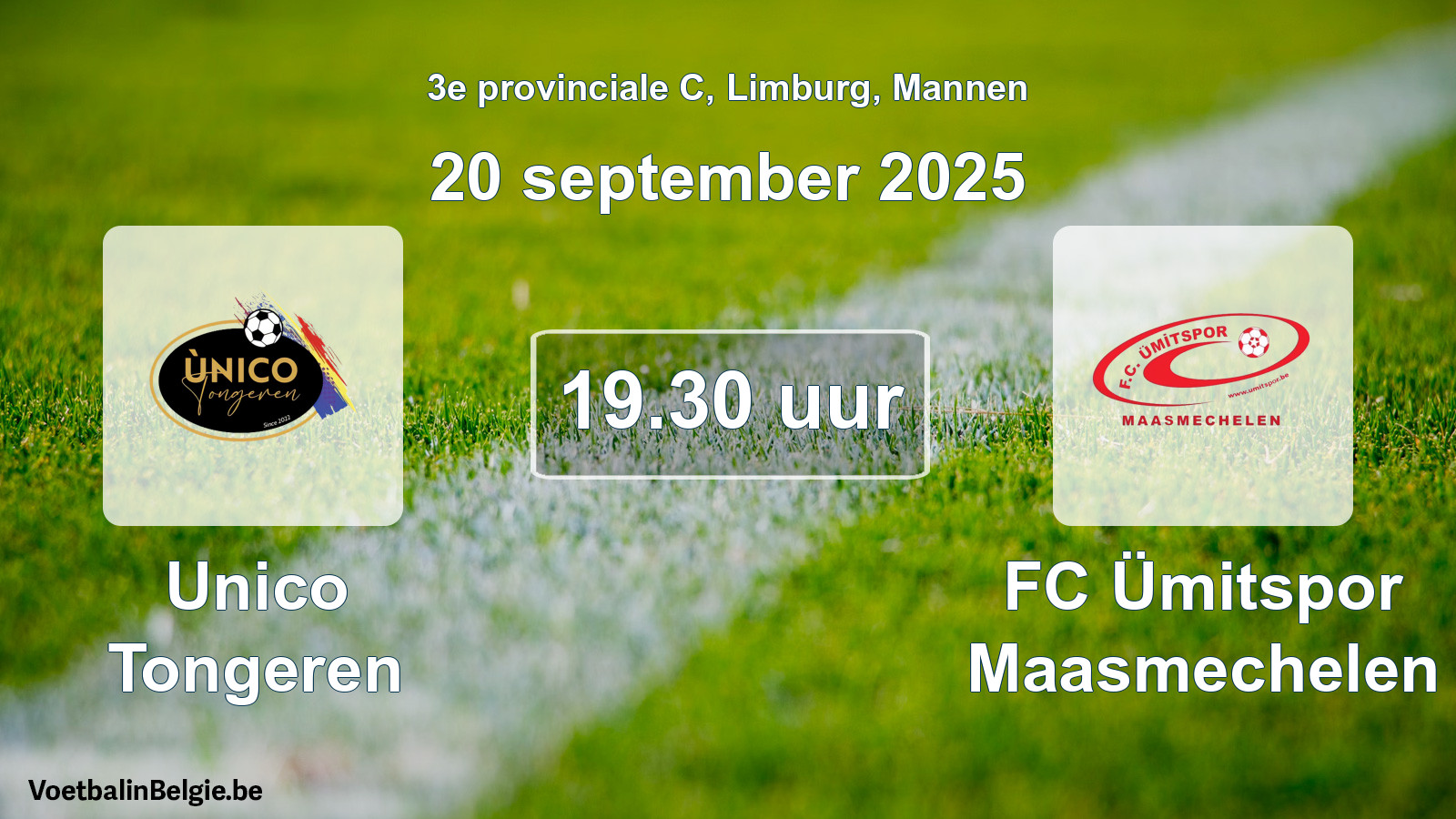 Scheduled match men football: Unico Tongeren - FC Ümitspor Maasmechelen (20 September 2025)