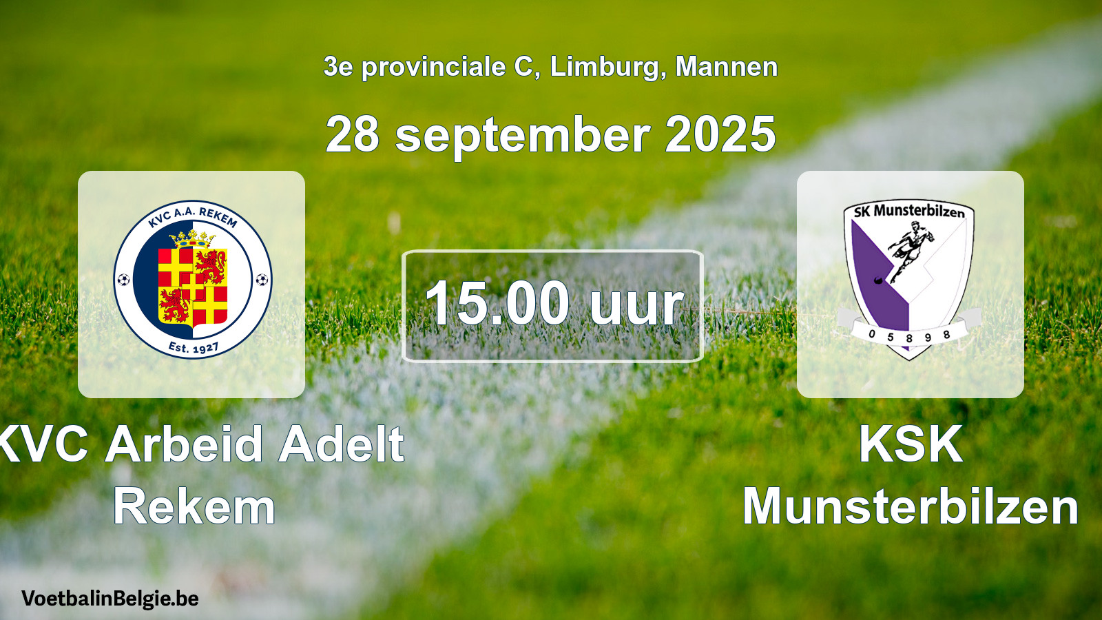 Scheduled match men football: KVC Arbeid Adelt Rekem - KSK Munsterbilzen (28 September 2025)