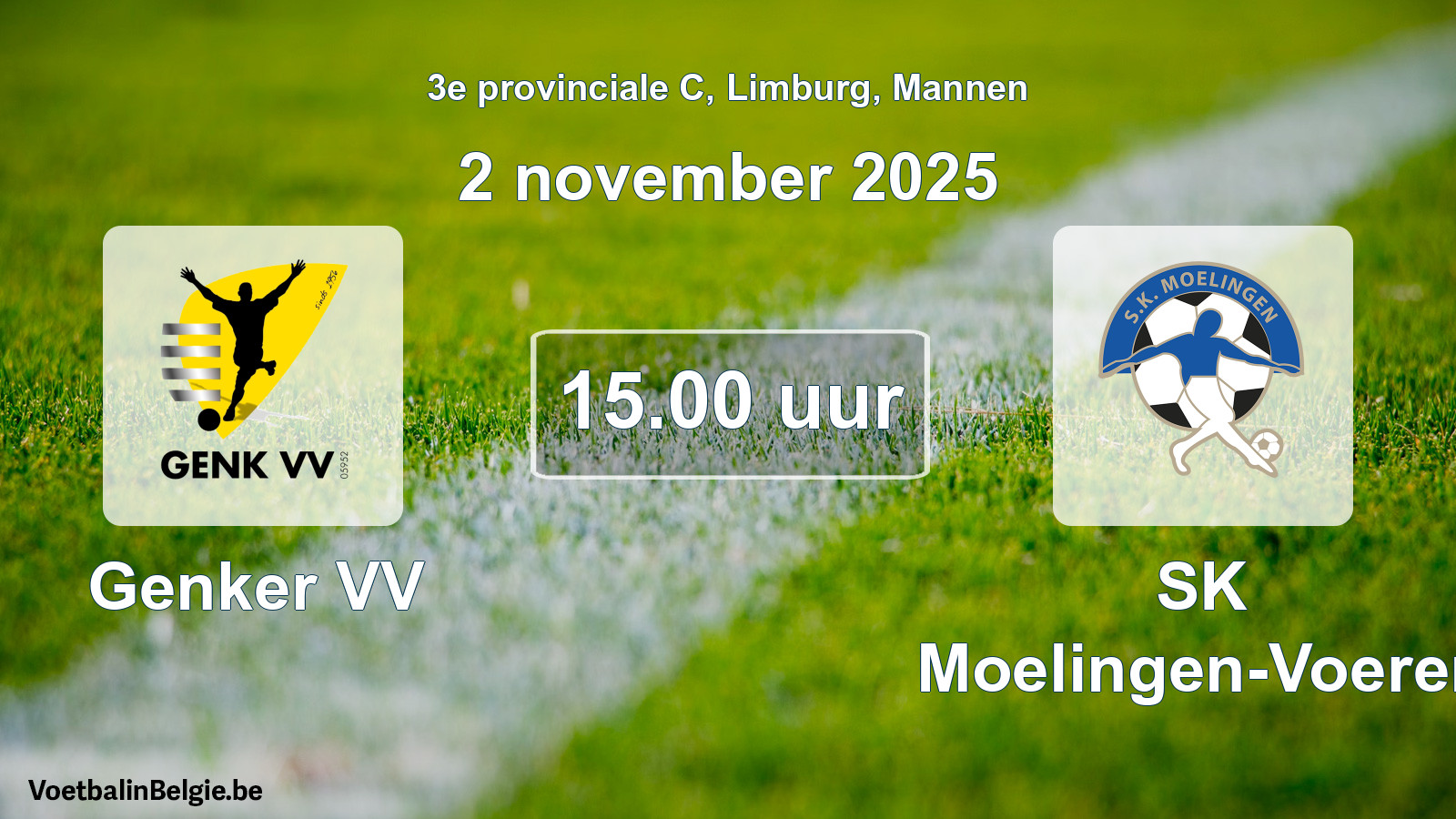 Scheduled match men football: Genker VV - SK Moelingen-Voeren (2 November 2025)