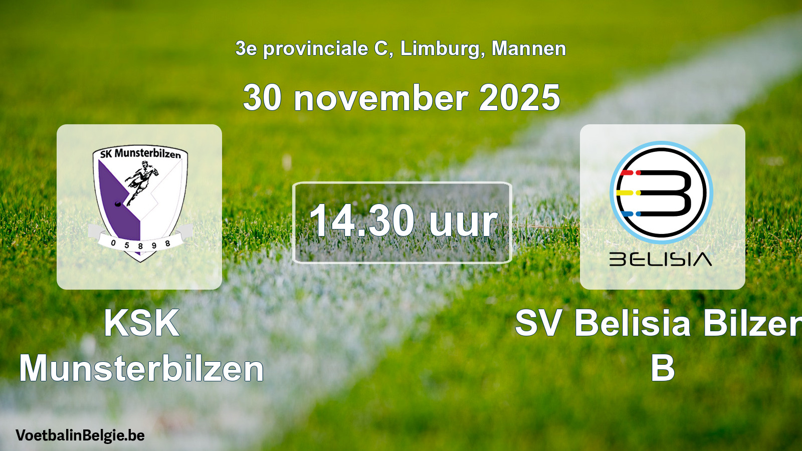 Scheduled match men football: KSK Munsterbilzen - SV Belisia Bilzen B (30 November 2025)