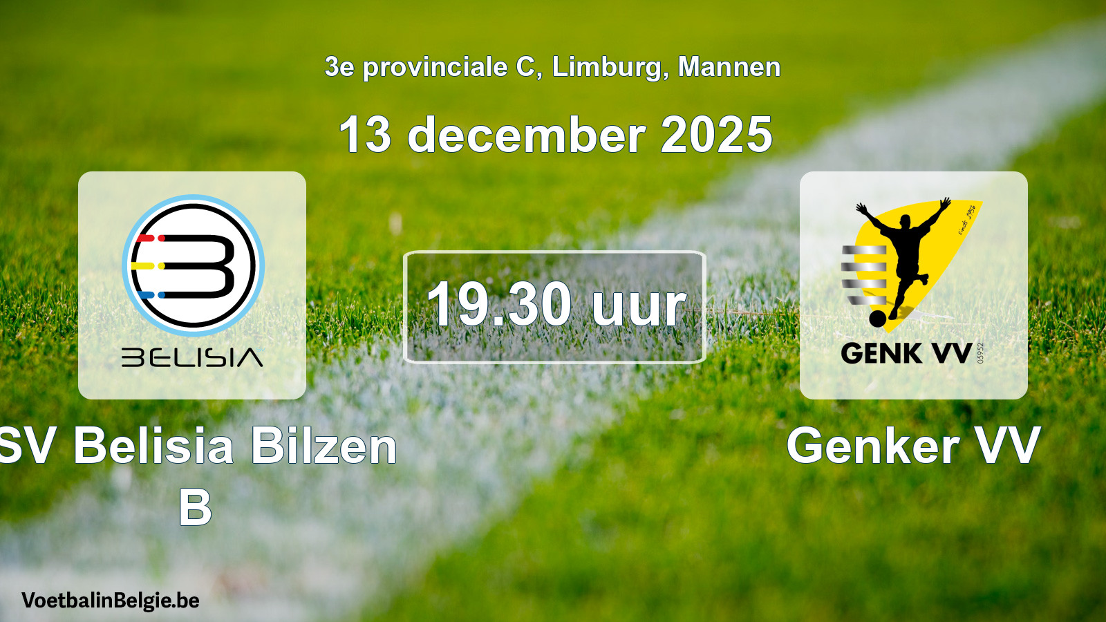Scheduled match men football: SV Belisia Bilzen B - Genker VV (13 December 2025)