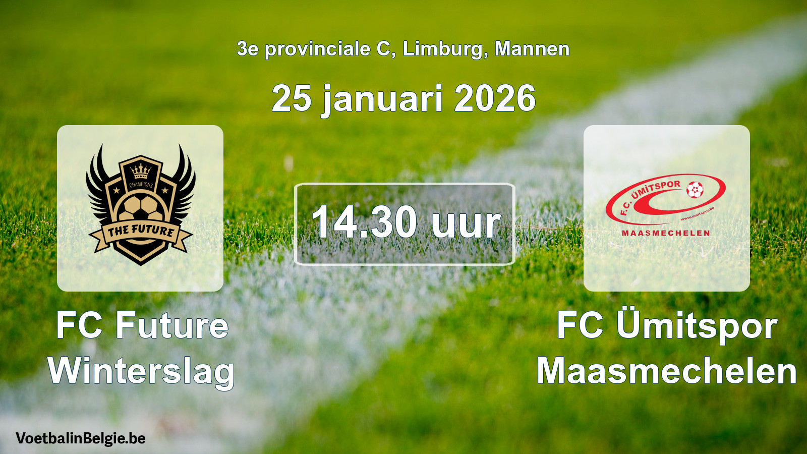 Geplande wedstrijd mannenvoetbal: FC Future Winterslag - FC Ümitspor Maasmechelen (25 januari 2026)