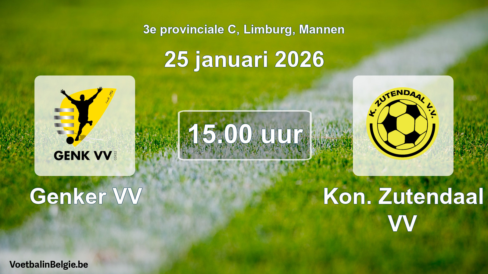 Scheduled match men football: Genker VV - Kon. Zutendaal VV (25 January 2026)
