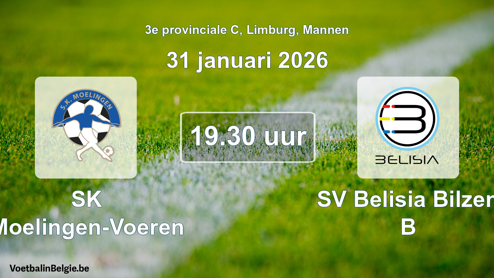 Geplantes Spiel männer-Fußball: SK Moelingen-Voeren - SV Belisia Bilzen B (31 Januar 2026)
