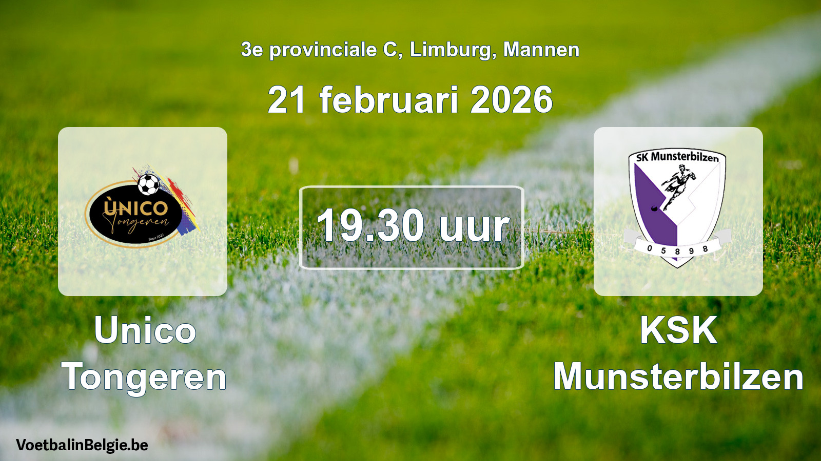 Scheduled match men football: Unico Tongeren - KSK Munsterbilzen (21 February 2026)