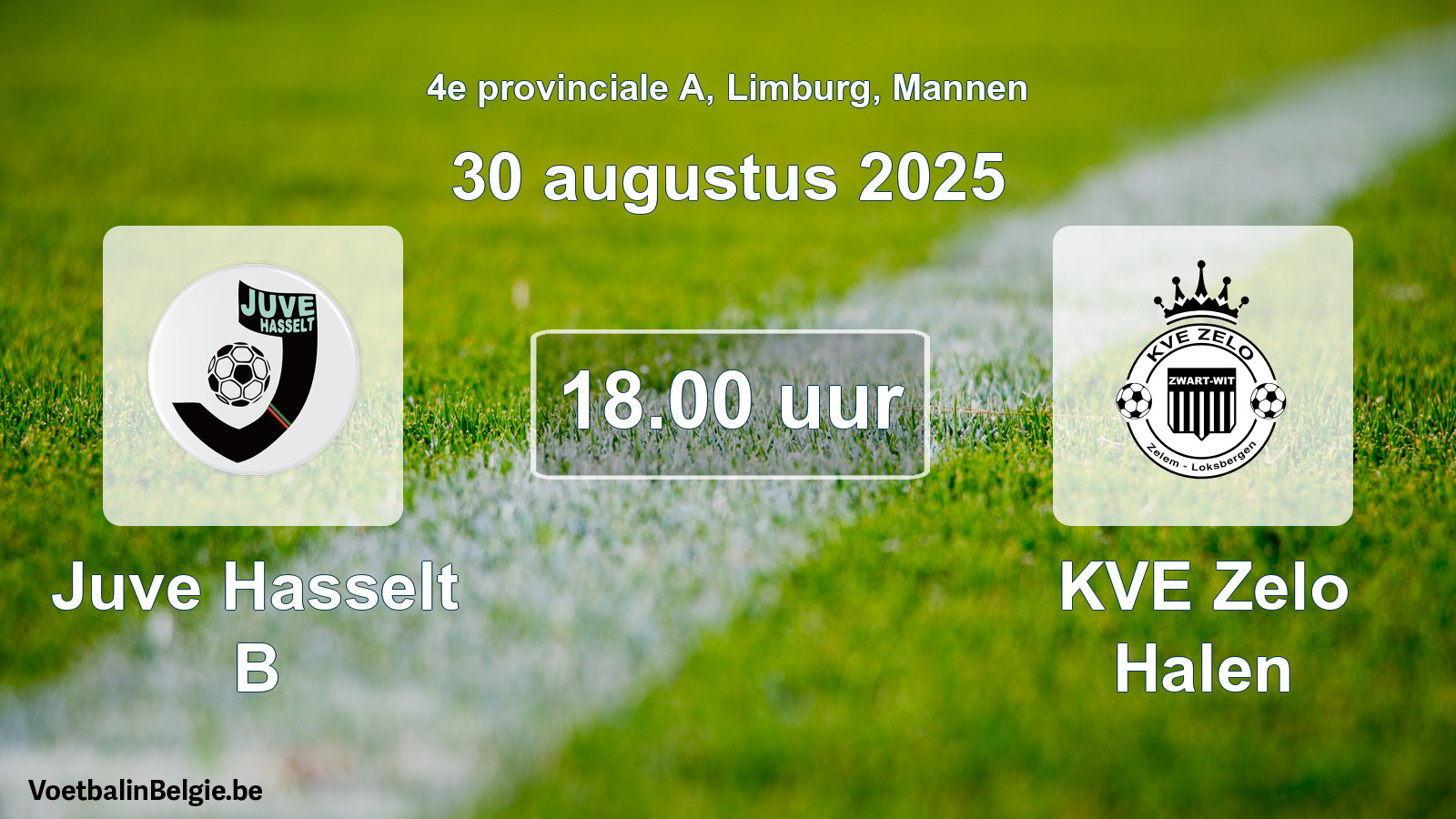Scheduled match men football: Juve Hasselt B - KVE Zelo Halen (30 August 2025)