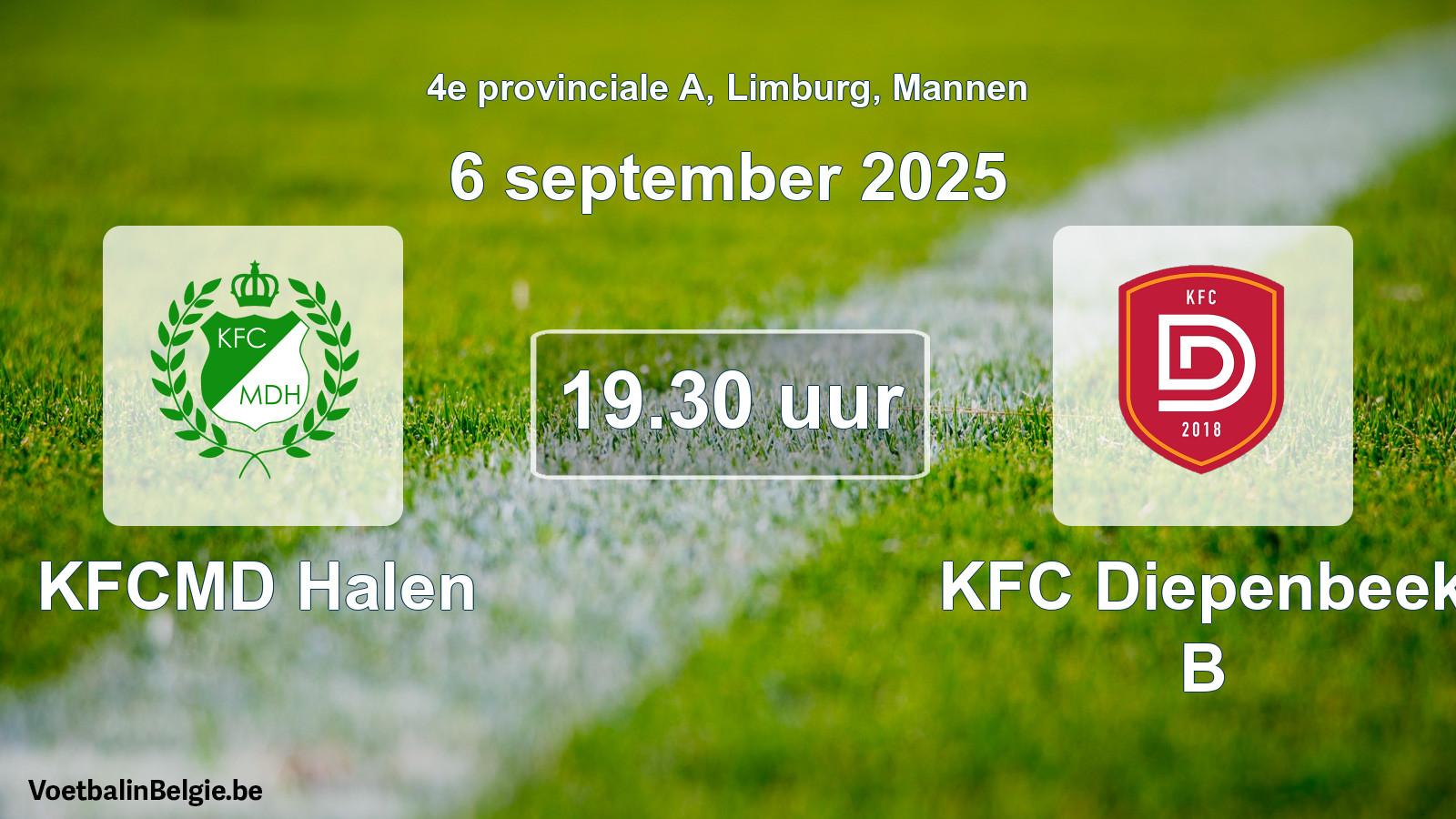 Scheduled match men football: KFCMD Halen - KFC Diepenbeek B (6 September 2025)