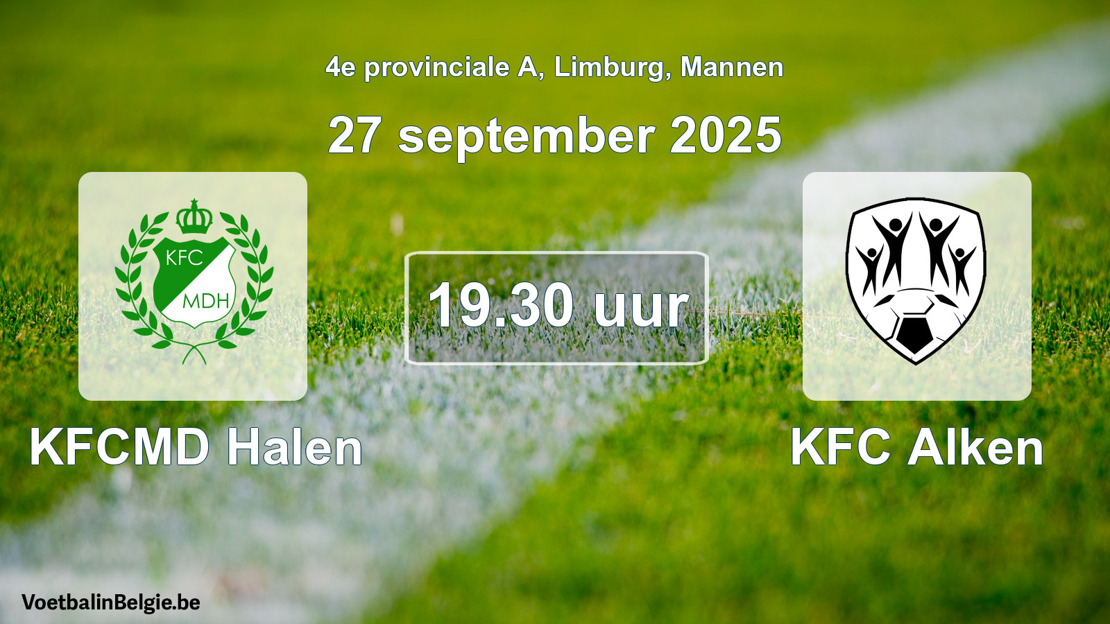 Scheduled match men football: KFCMD Halen - KFC Alken (27 September 2025)