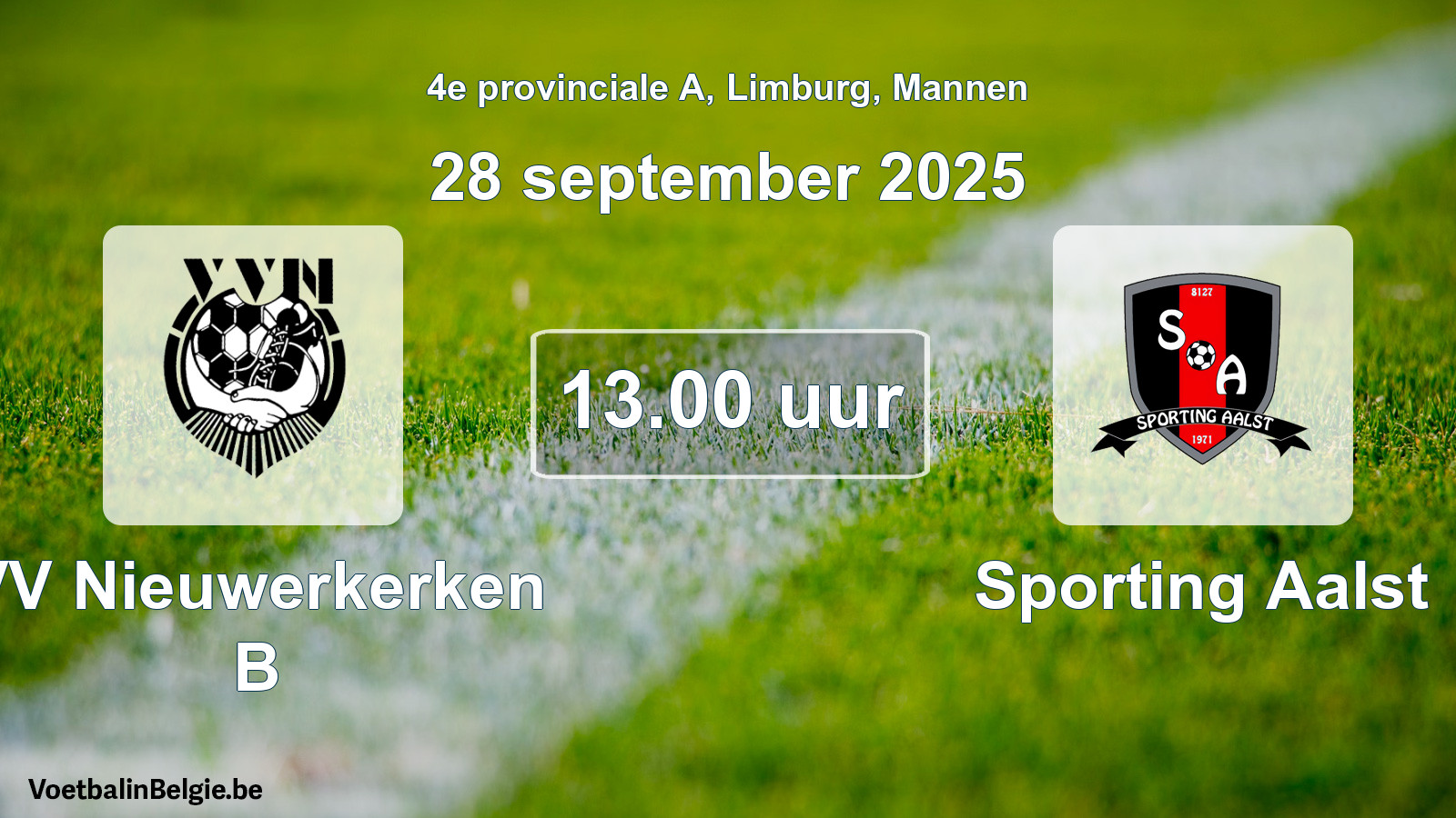 Scheduled match men football: VV Nieuwerkerken B - Sporting Aalst (28 September 2025)