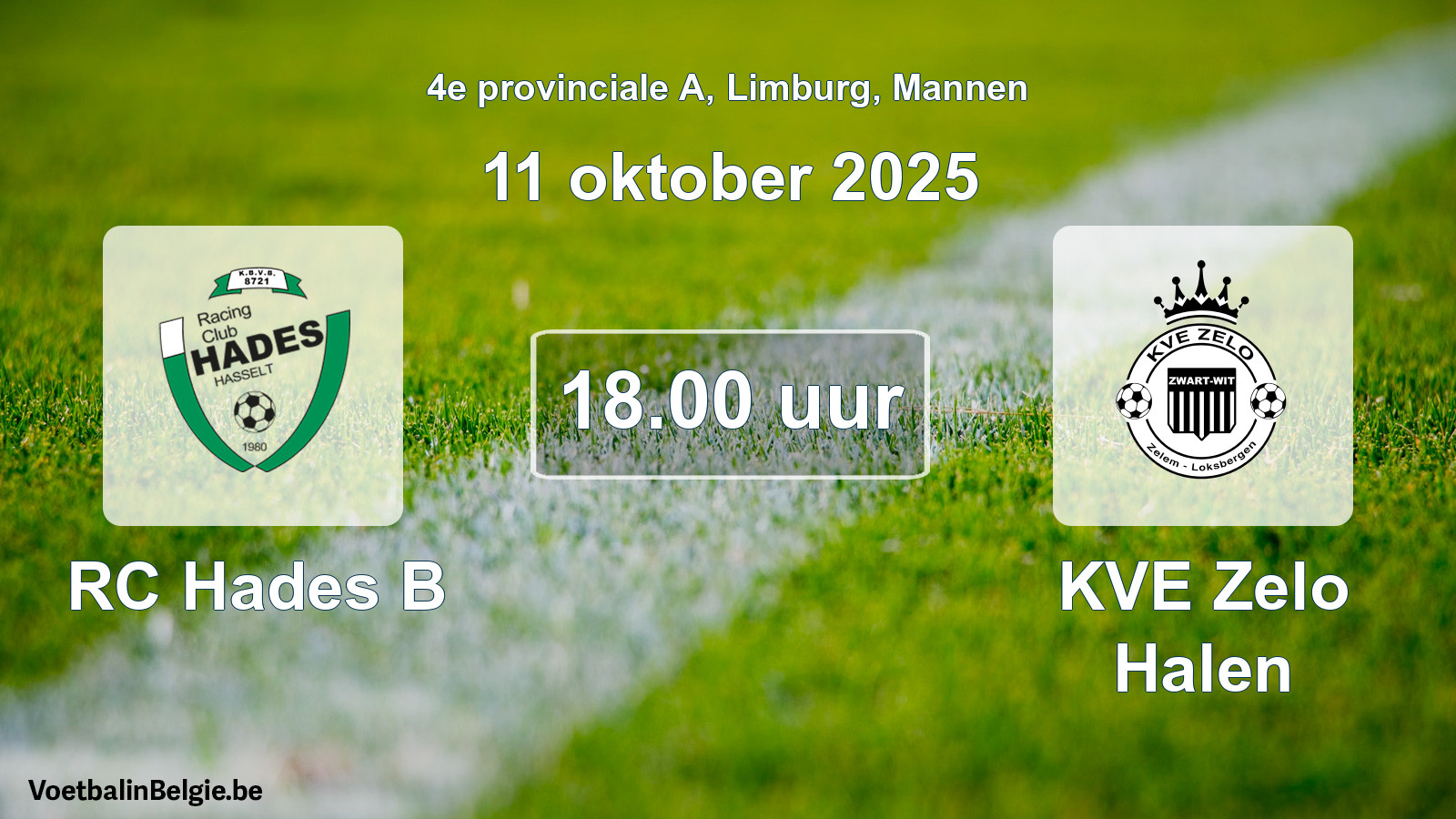 Scheduled match men football: RC Hades B - KVE Zelo Halen (11 October 2025)