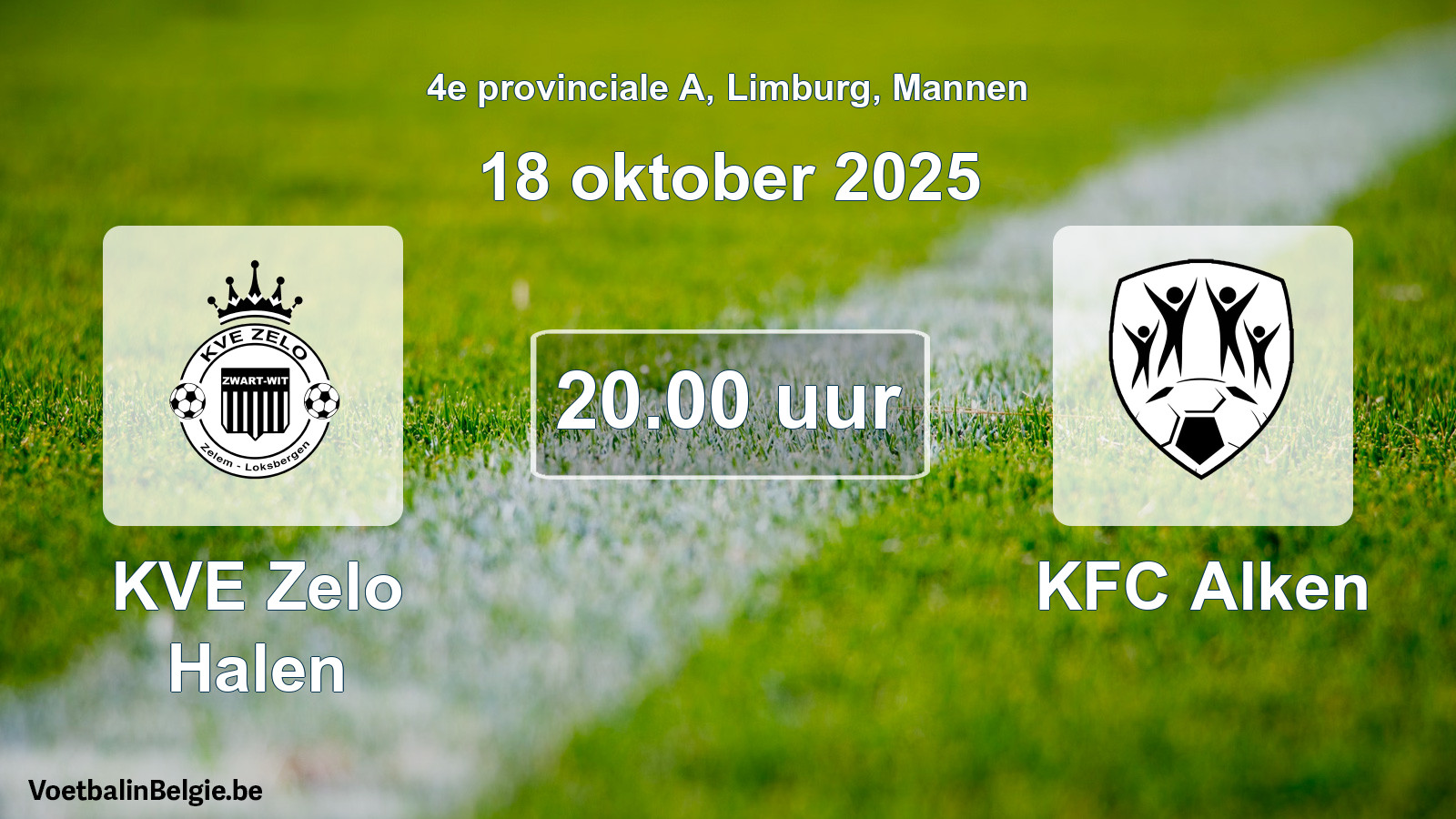 Scheduled match men football: KVE Zelo Halen - KFC Alken (18 October 2025)