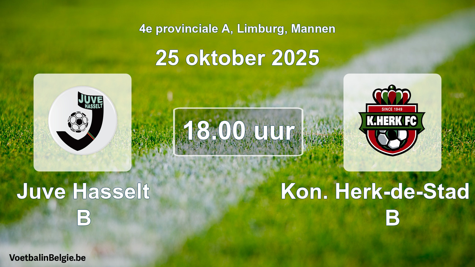 Scheduled match men football: Juve Hasselt B - Kon. Herk-de-Stad FC B (25 October 2025)