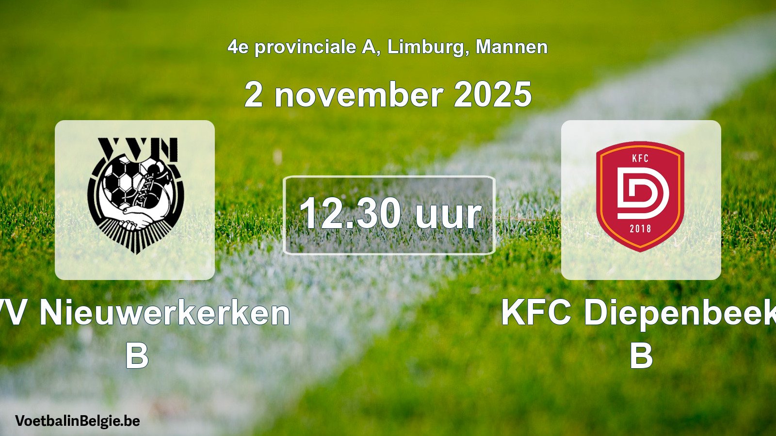 Scheduled match men football: VV Nieuwerkerken B - KFC Diepenbeek B (2 November 2025)