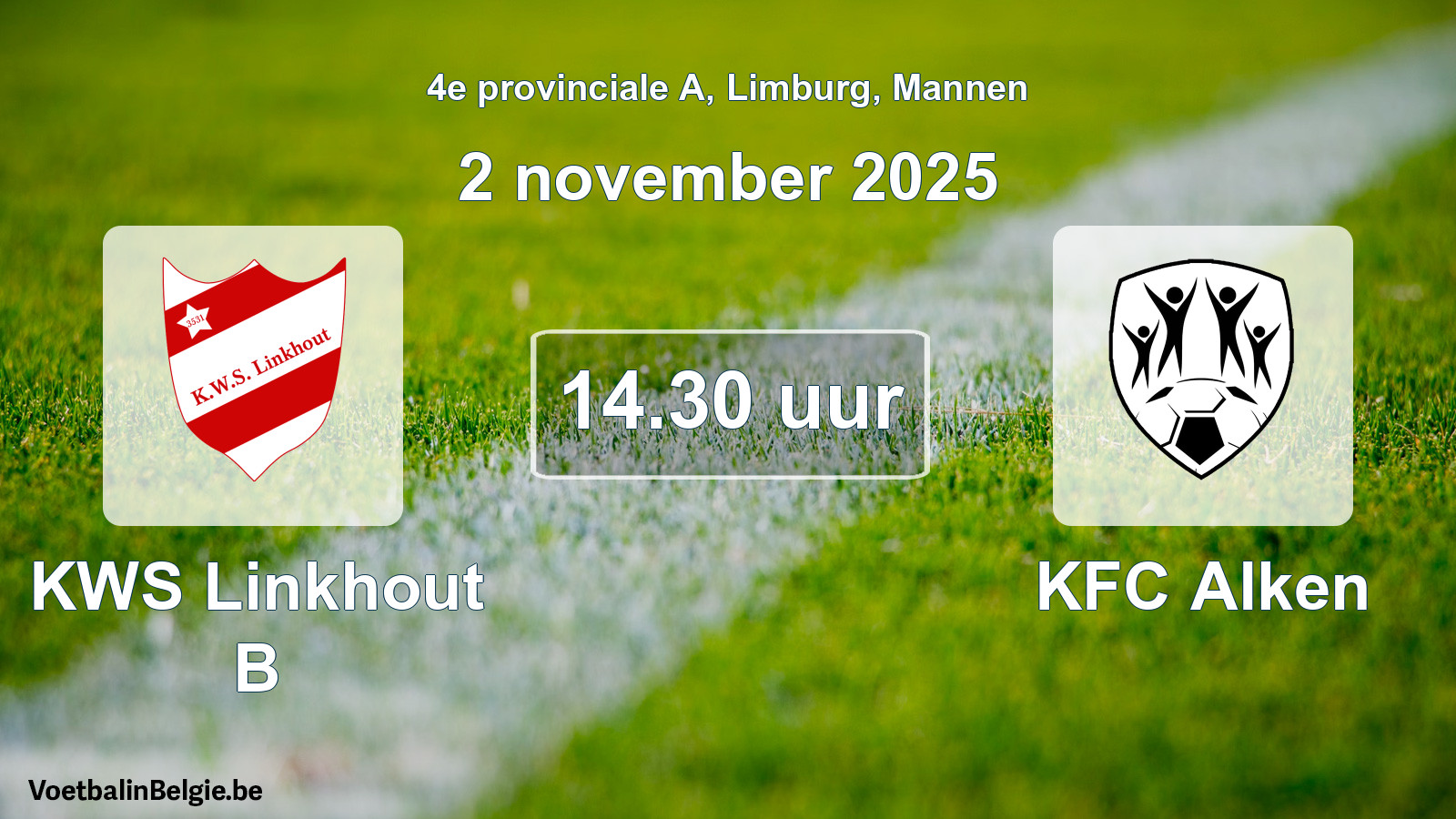 Geplande wedstrijd mannenvoetbal: KWS Linkhout B - KFC Alken (2 november 2025)