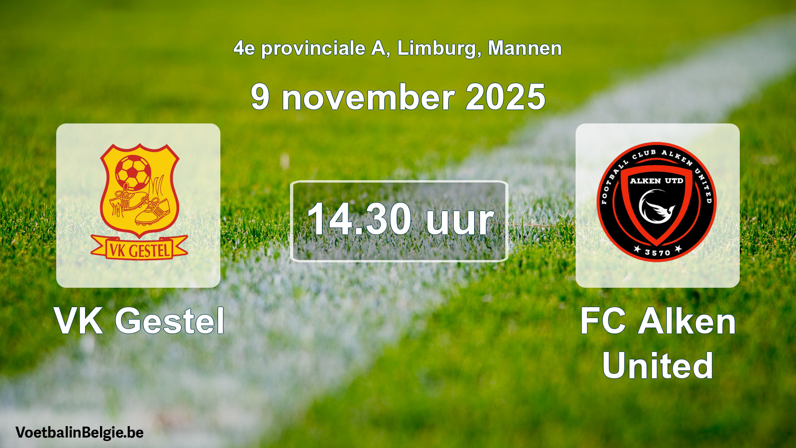 Geplande wedstrijd mannenvoetbal: VK Gestel - FC Alken United (9 november 2025)