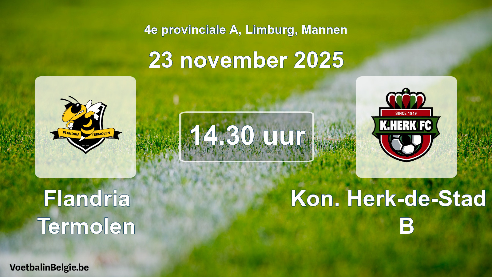 Geplande wedstrijd mannenvoetbal: Flandria Termolen - Kon. Herk-de-Stad FC B (23 november 2025)
