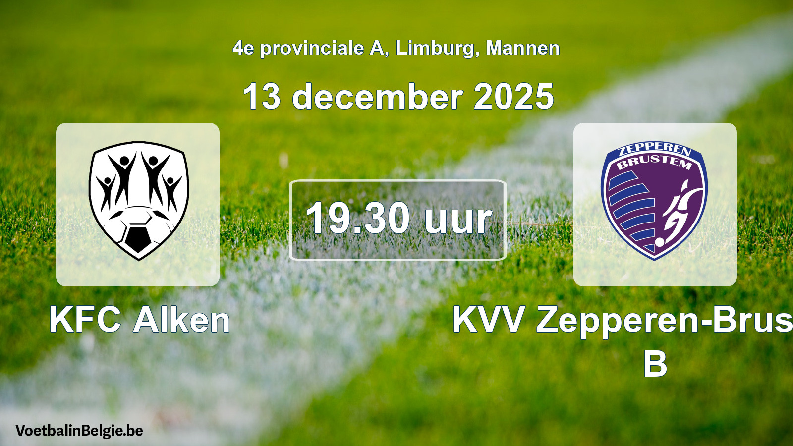 Scheduled match men football: KFC Alken - KVV Zepperen-Brustem B (13 December 2025)