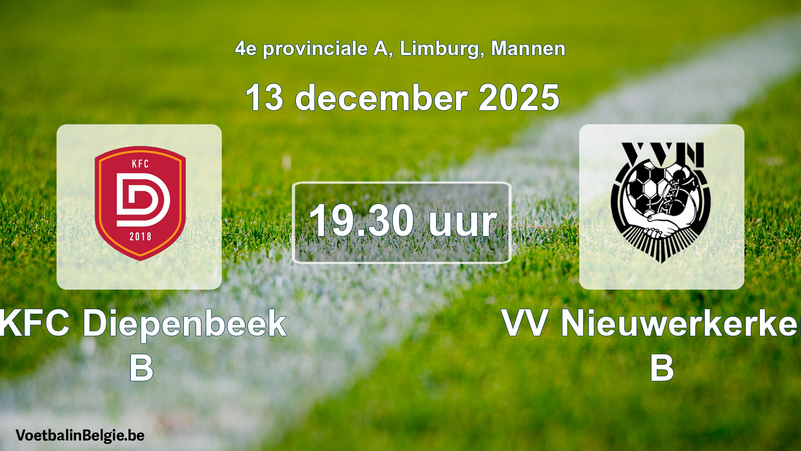 Geplande wedstrijd mannenvoetbal: KFC Diepenbeek B - VV Nieuwerkerken B (13 december 2025)