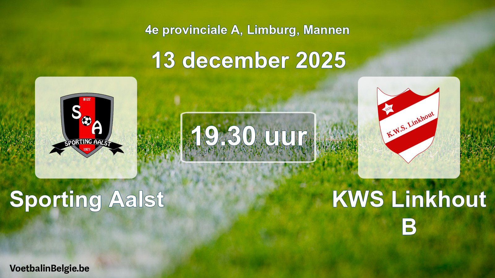 Scheduled match men football: Sporting Aalst - KWS Linkhout B (13 December 2025)