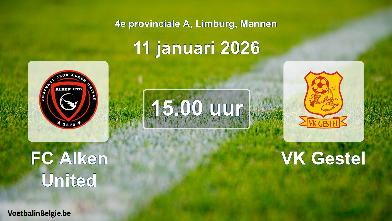Scheduled match men football: FC Alken United - VK Gestel (11 January 2026)