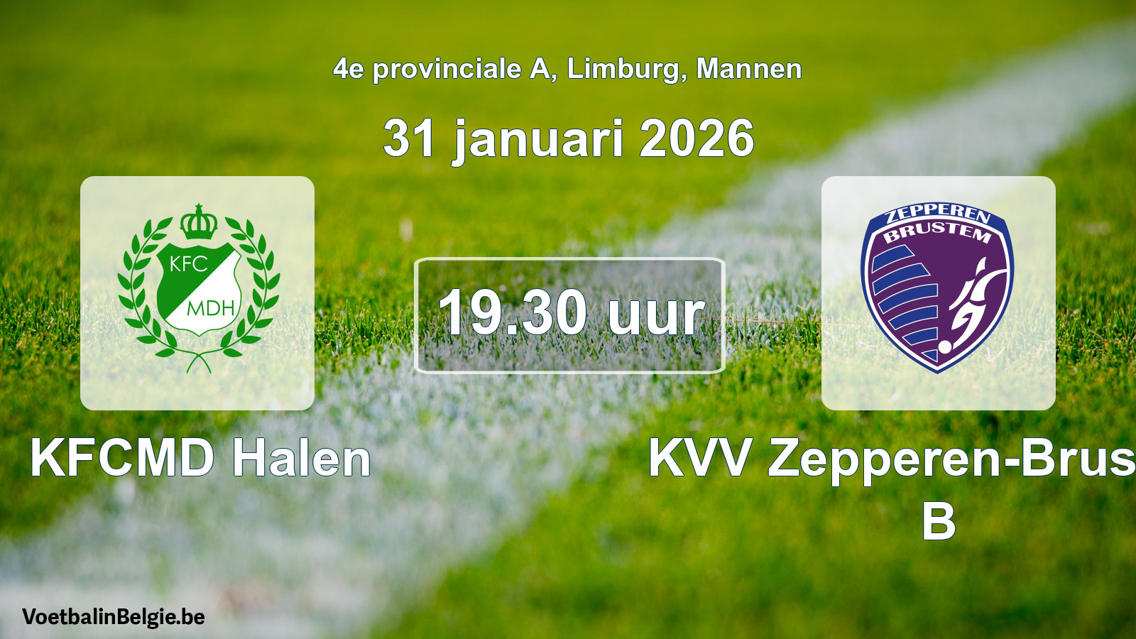 Scheduled match men football: KFCMD Halen - KVV Zepperen-Brustem B (31 January 2026)