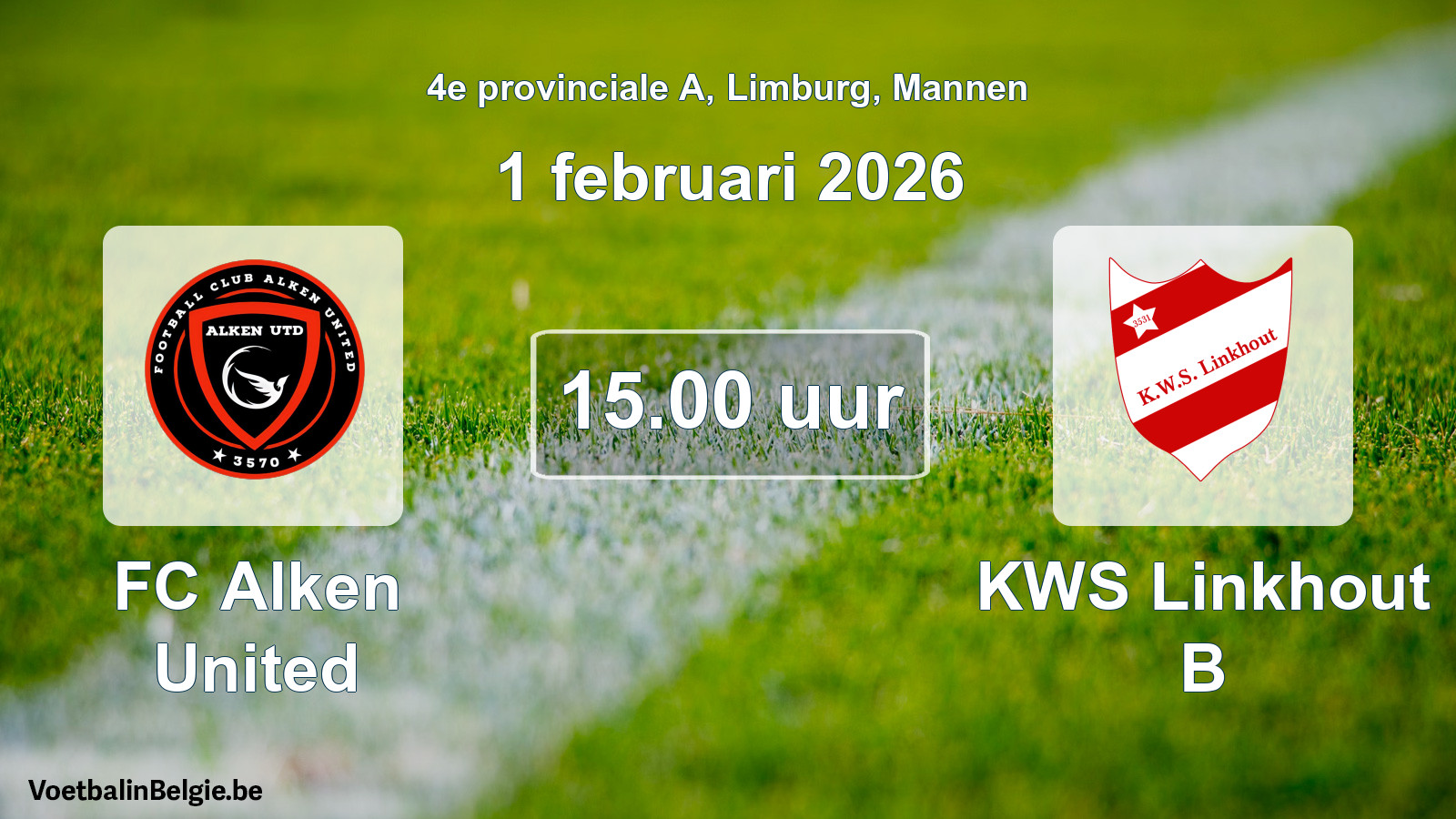 Geplande wedstrijd mannenvoetbal: FC Alken United - KWS Linkhout B (1 februari 2026)