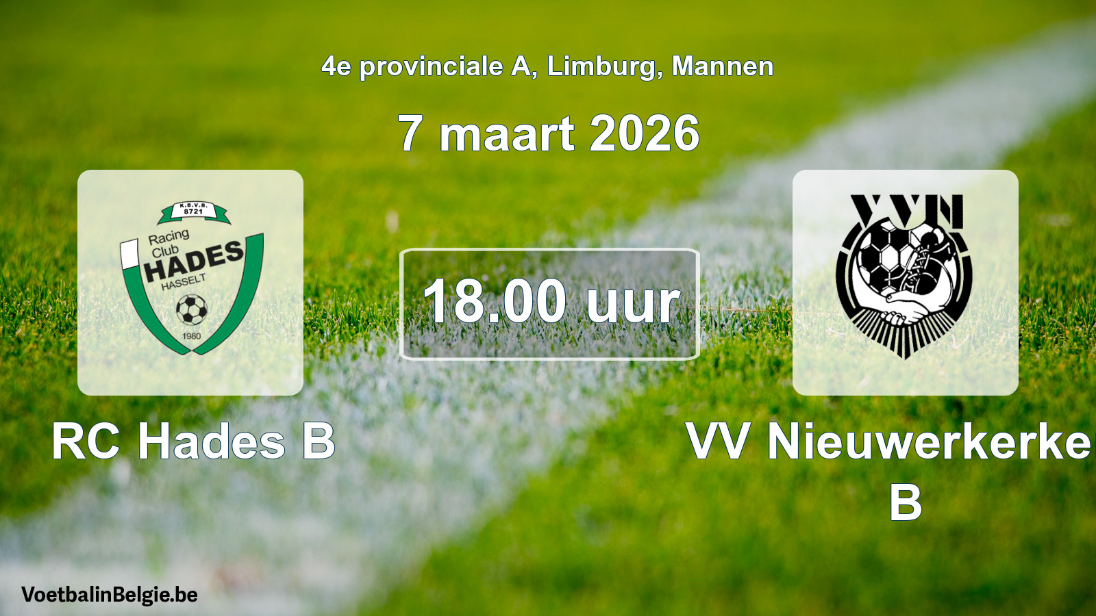 Scheduled match men football: RC Hades B - VV Nieuwerkerken B (7 March 2026)